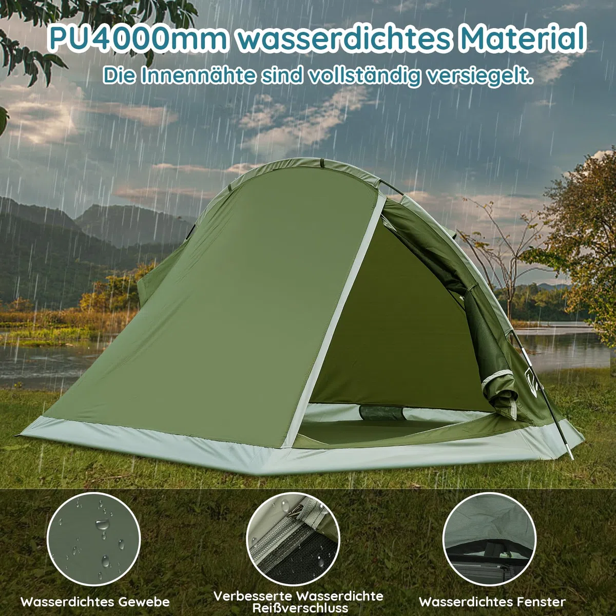 Tenda Campeggio, Tilenvi Tenda 2 Posti con Zanzariera, Tenda Ultraleggera Tende a Tunnel Pieghevole Facile da Montare,Tenda Trekking per Campeggio, Spiaggia, Arrampicata, Escursioni 2024