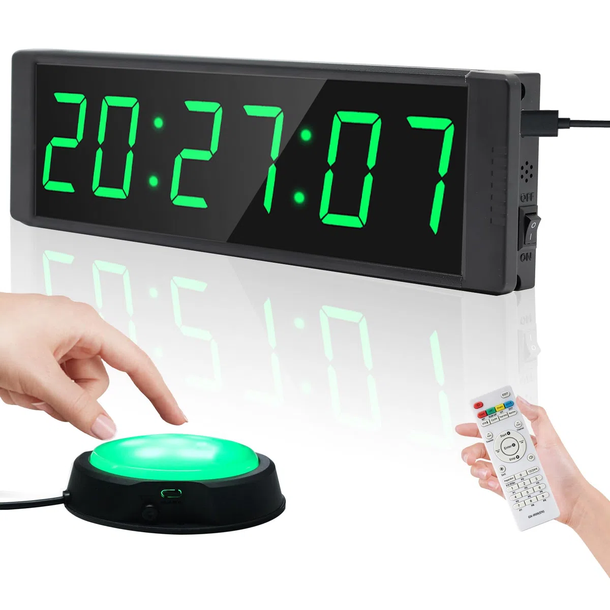 Orologio da palestra per palestra domestica, tempo fitness con pulsante Start/Stop, timer a intervalli per allenamento, cronometro/conto alla rovescia con telecomando, orologi da parete