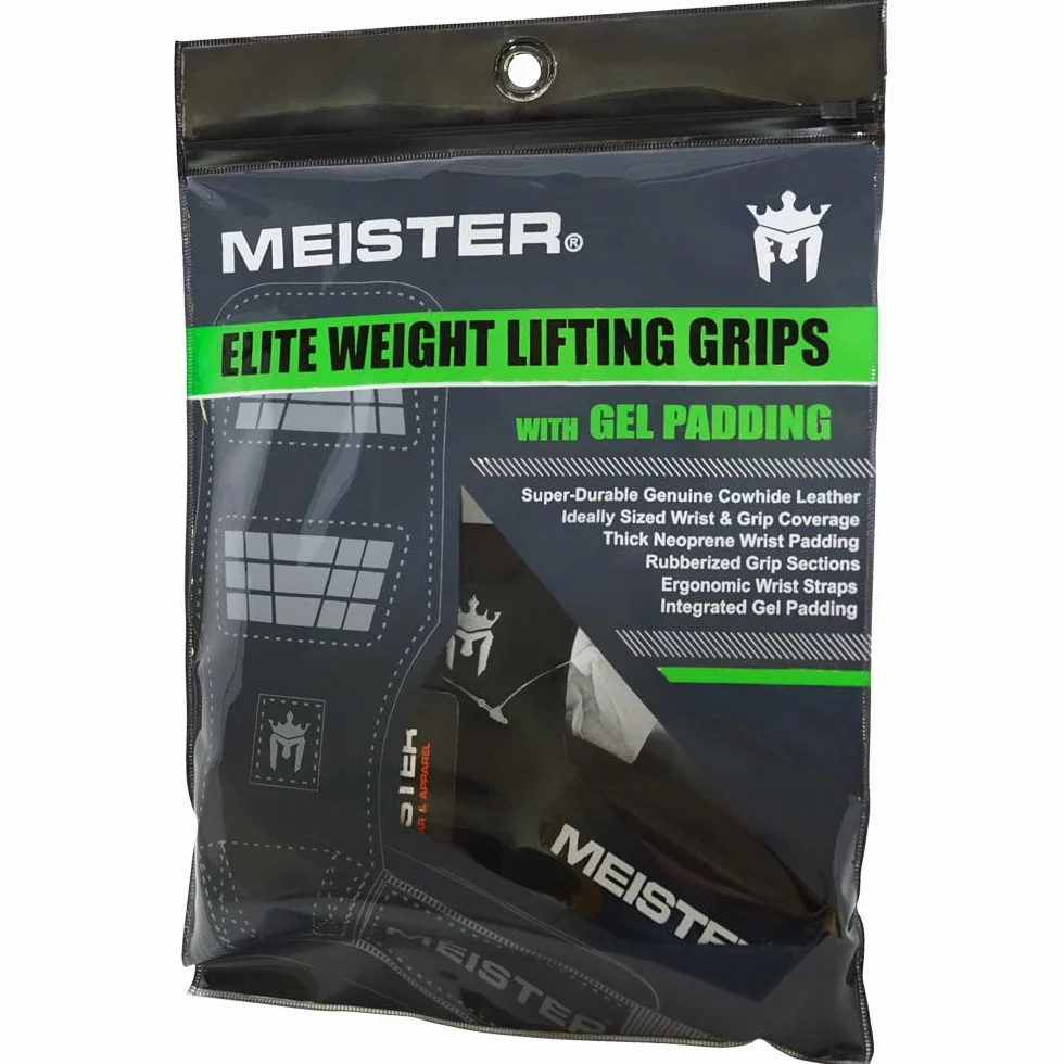 Meister Elite guanti sollevamento pesi pelle imbottitura gel 1 paio