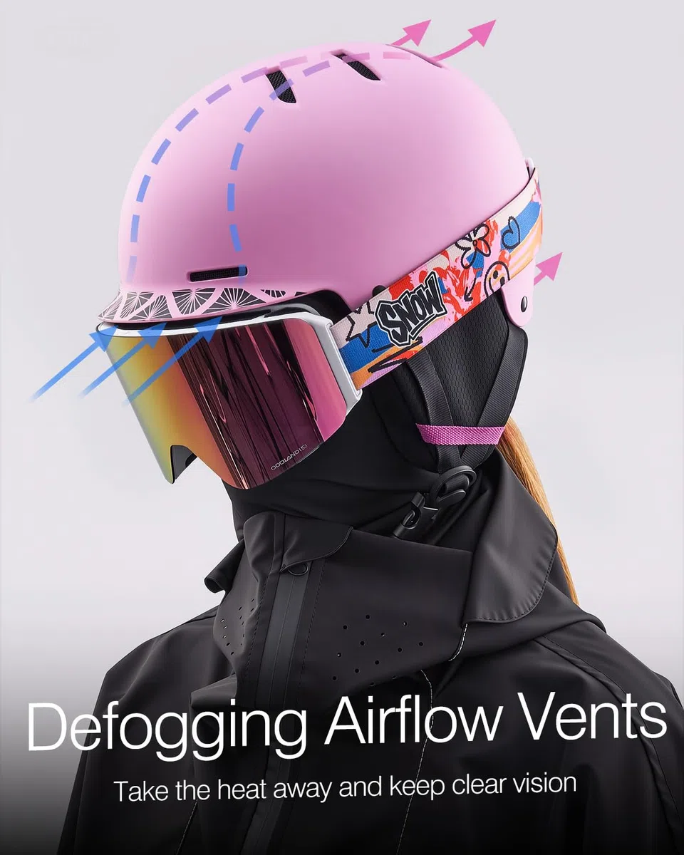 Odoland Casco da Sci per Adulti e Ragazzi, Helmet da Snowboard per Uomo e Donna, Casco da Neve Ventilazione, Paraorecchie Rimovibili, Compatibile con Occhiali da Sci e Snowboard