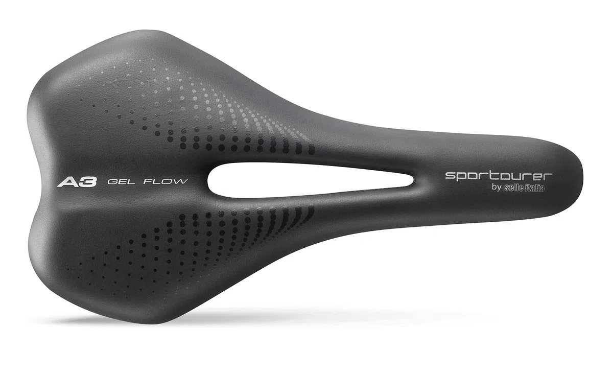 Selle Italia A3 GEL FLOW - Sella Comoda per Bicicletta con Gel, Foro Anatomico, Resistente all'Acqua e Adatta a Tutti i Tipi di Bici - Nero