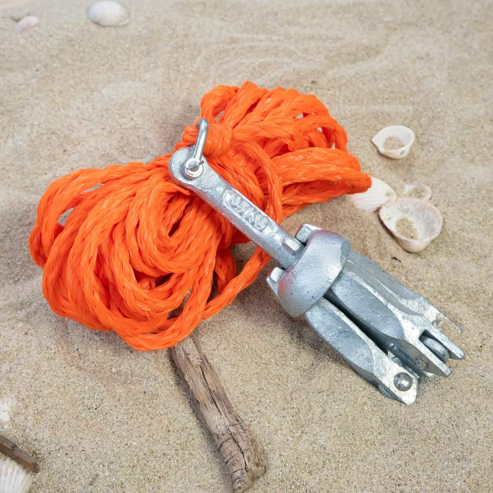 GATE14® Kit Mini Ancora a Ombrello Pieghevole in Acciaio Zincato 0,7 kg e Cima Ormeggio