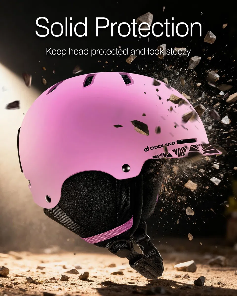 Odoland Casco da Sci per Adulti e Ragazzi, Helmet da Snowboard per Uomo e Donna, Casco da Neve Ventilazione, Paraorecchie Rimovibili, Compatibile con Occhiali da Sci e Snowboard