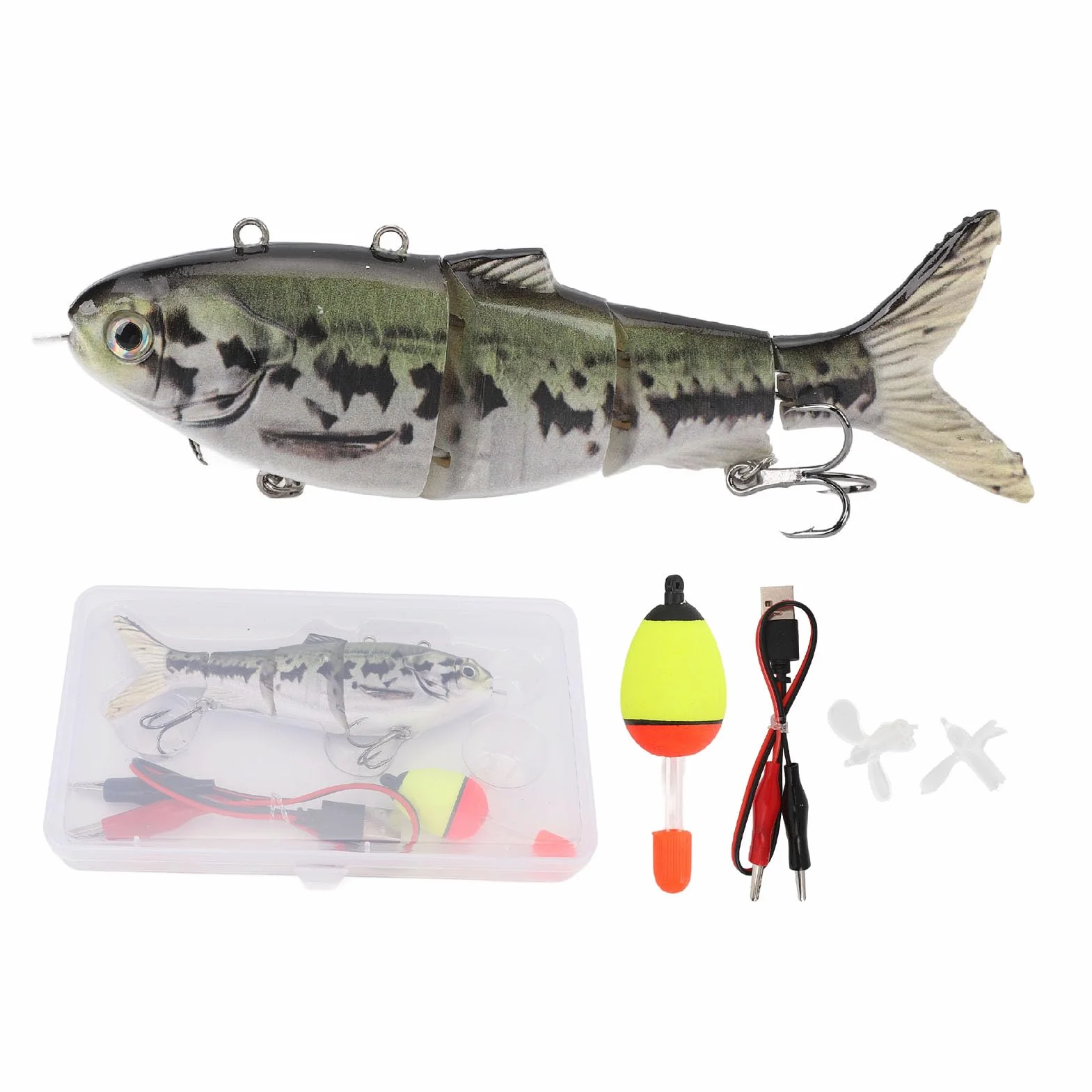 Esca da Pesca Elettrica Swimbait LED Ricaricabile USB Multisnodato