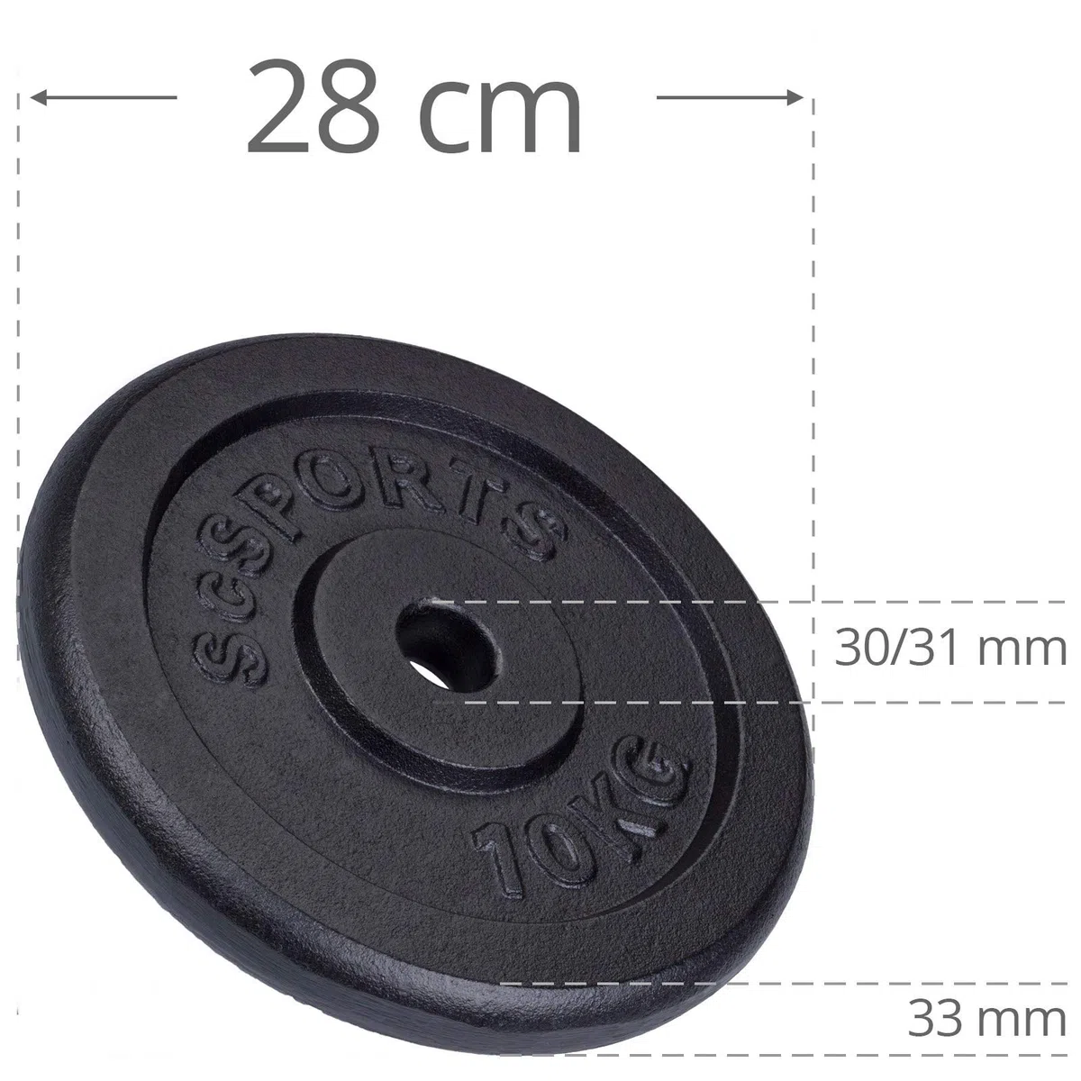 ScSports - 2 Pesi da 10 kg, Diametro Foro 30 mm