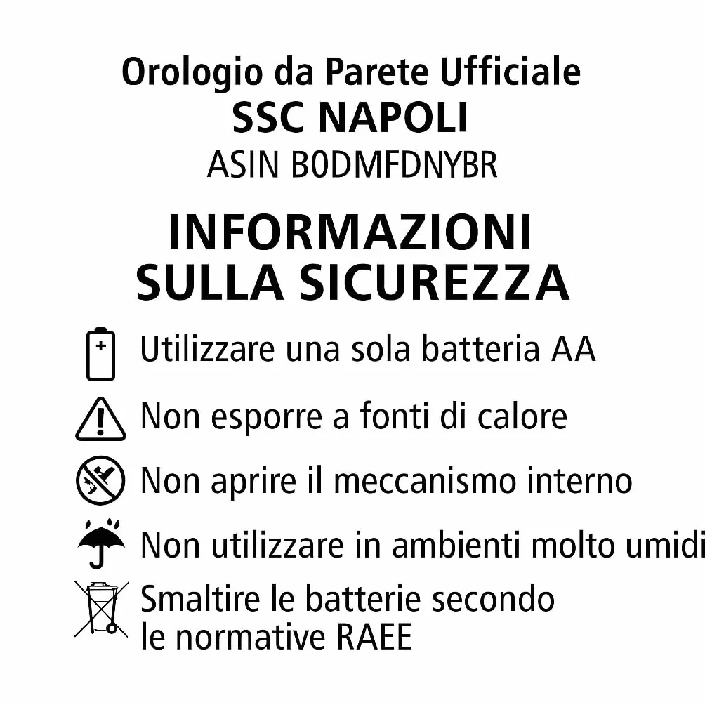 Lowell Orologio da Parete Napoli 30cm Originale Ufficiale SSC