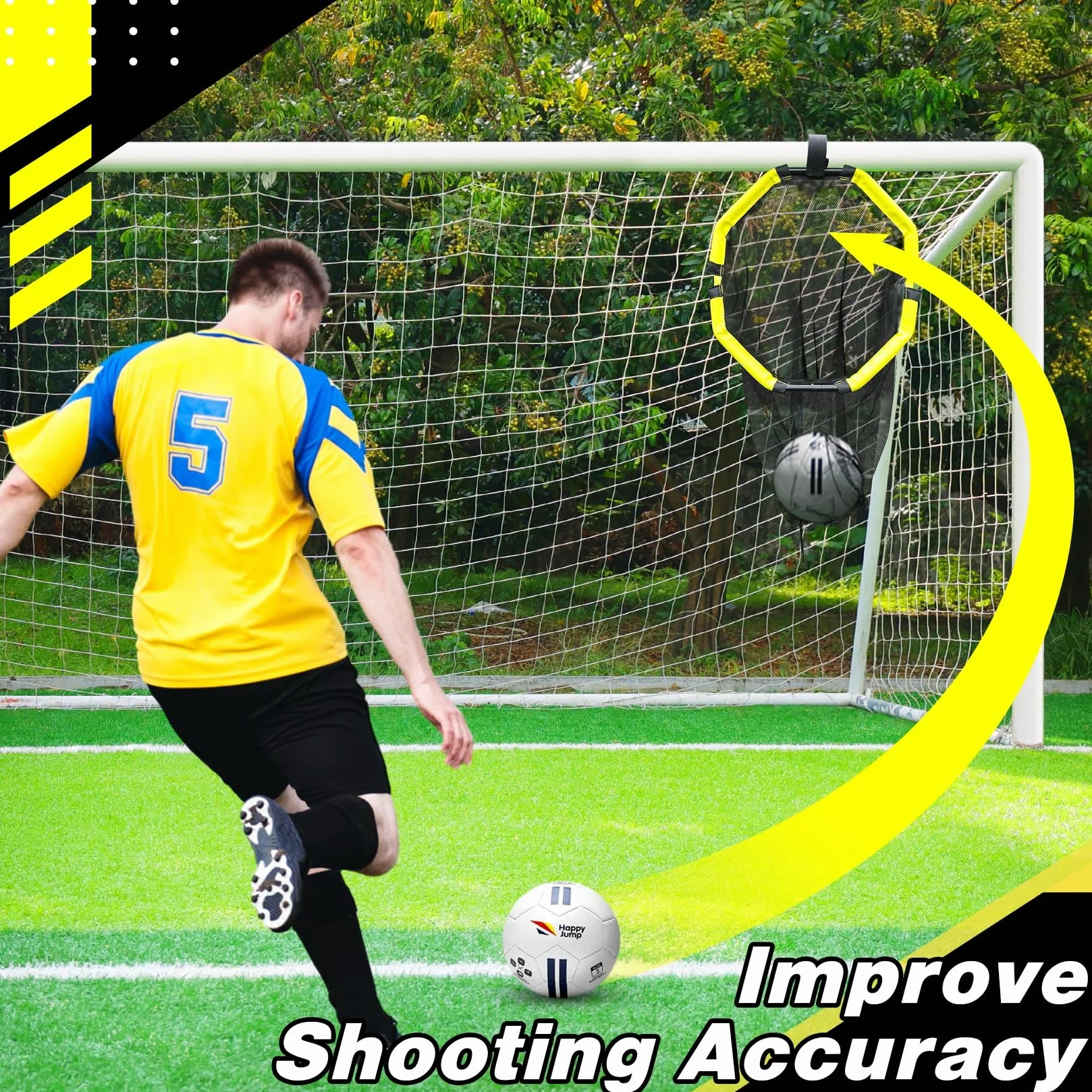 Happy Jump 3-in-1 Rete Bersaglio per Calcio, Attrezzatura da Allenamento con Tubi in Metallo