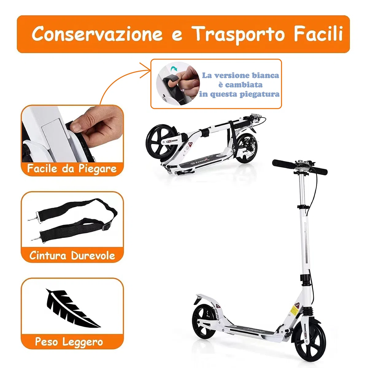 GYMAX Monopattino Pieghevole in Alluminio, Scooter con Manubri Regolabili in Altezza, Ruote Grandi, Paraspruzzi, Adesivi Riflettenti e Campanello, Ideale per Adulti o Ragazzi, Portata 100 kg