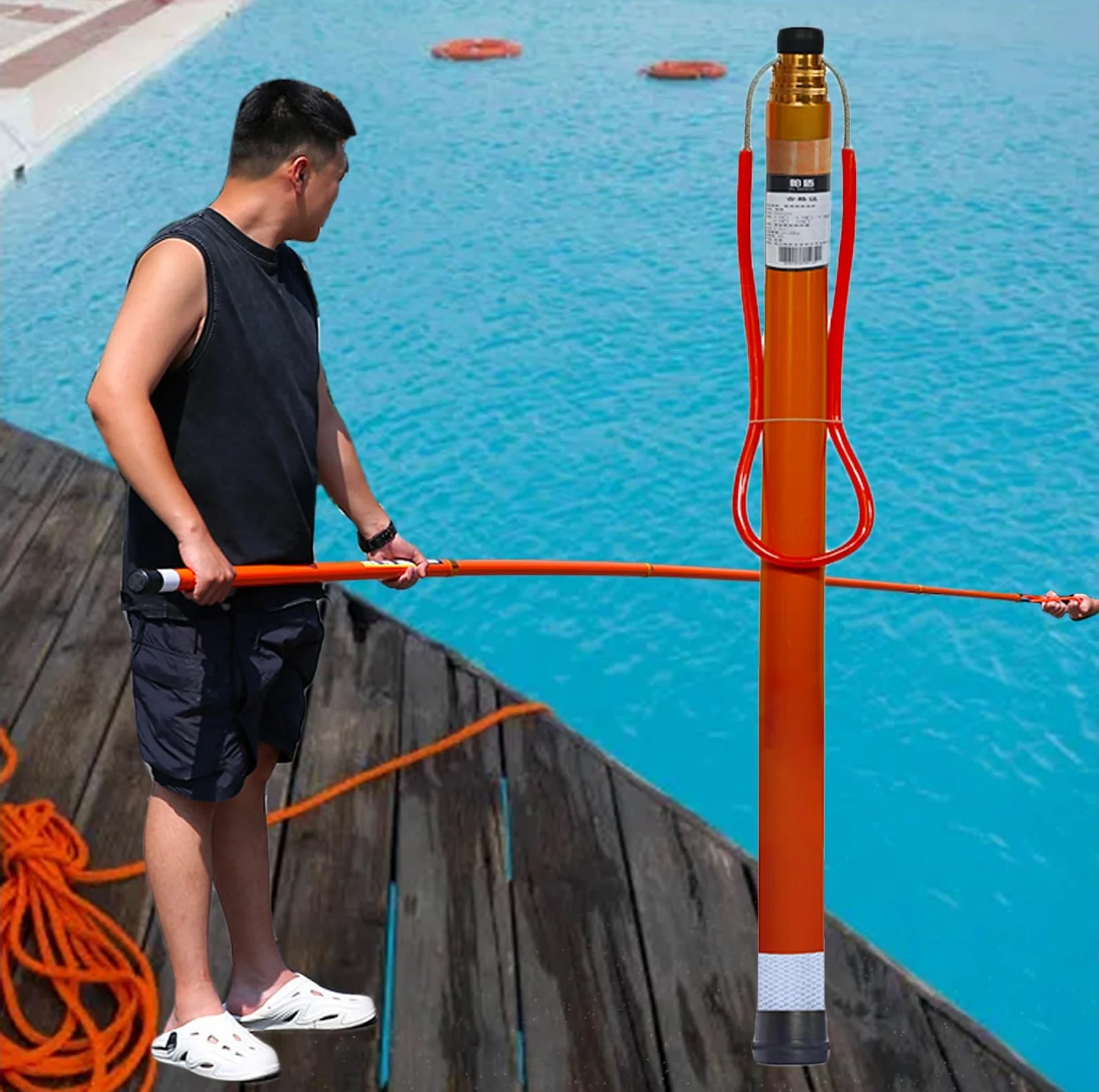 Asta telescopica di salvataggio per piscina, con gancio, 5,5 m, per emergenza in acqua, sicurezza in barca, piscina, lago