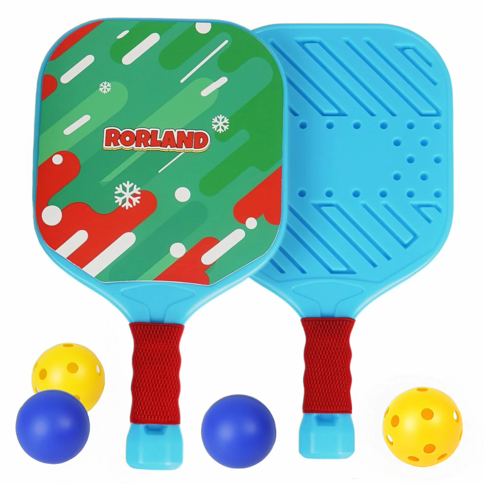 Set Pickleball Bambini: 2 Racchette 4 Palline, Peso Leggero 200g, Impermeabile per Giardino Spiaggia Piscina