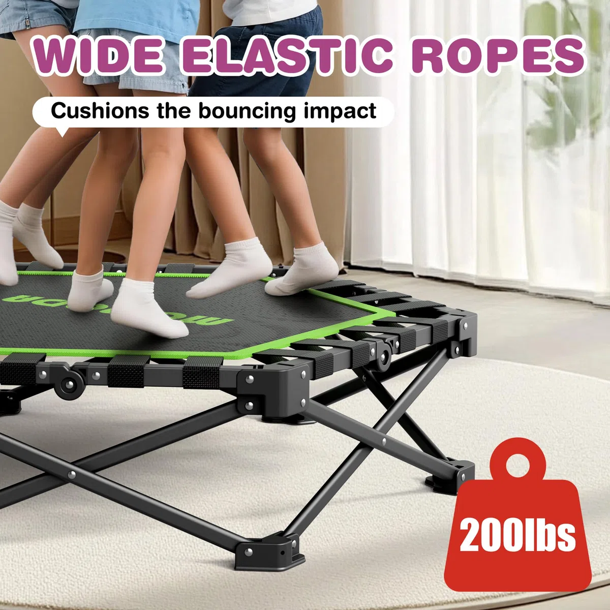 MOMODA Mini Trampolino da 76,2 cm/114,3 cm, per Bambini e Adulti, Trampolino Pieghevole con Manico, carico Massimo 90,7 kg