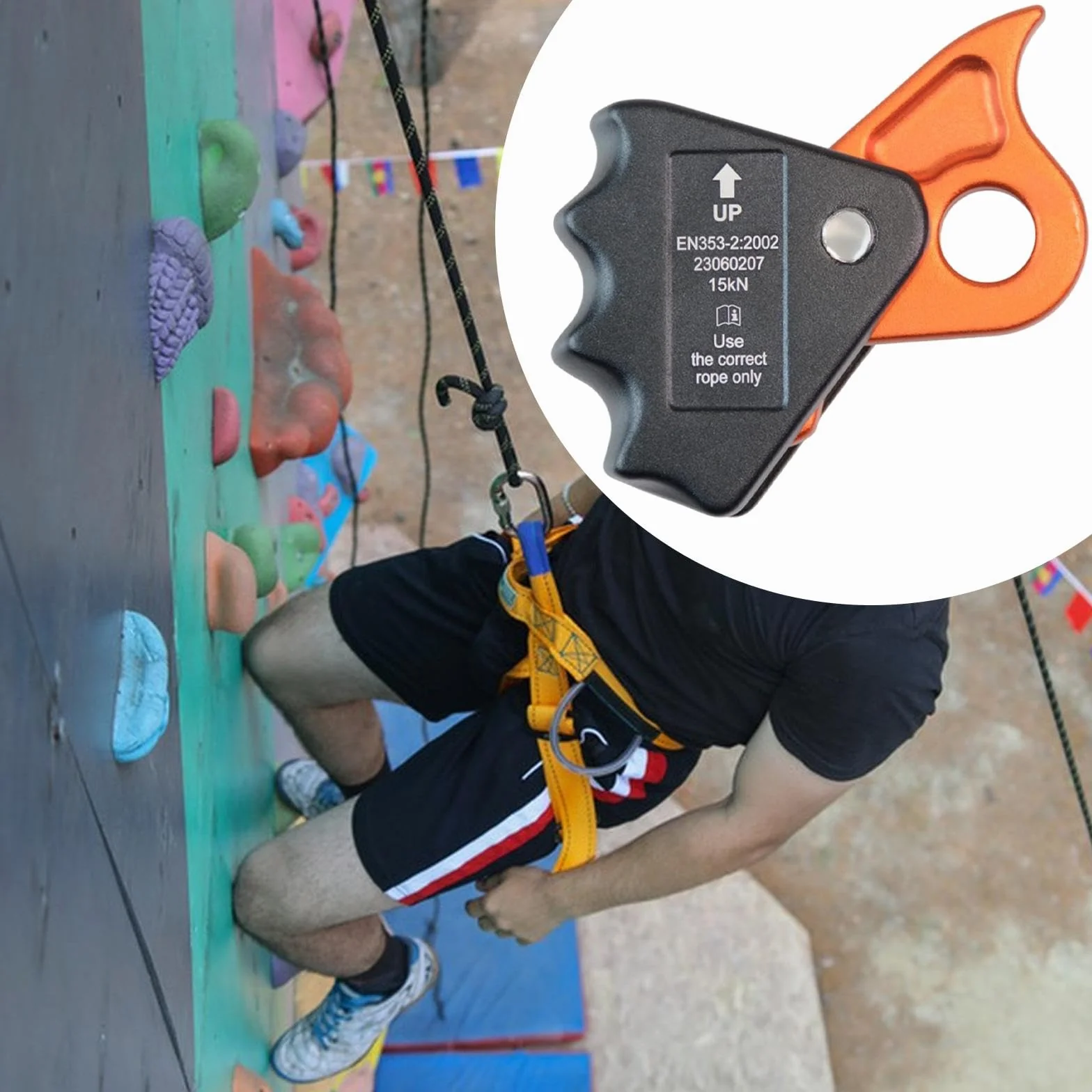 Dispositivo di Sicurezza anticaduta con bloccante per Arrampicata su Corda, Attrezzatura per impieghi gravosi