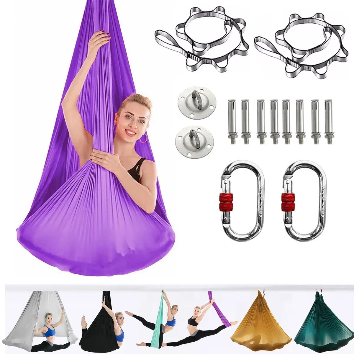 Yoga Set per Adulti, Accessori per Yoga, Carico 500 kg, Incluso Hardware di Installazione Completo