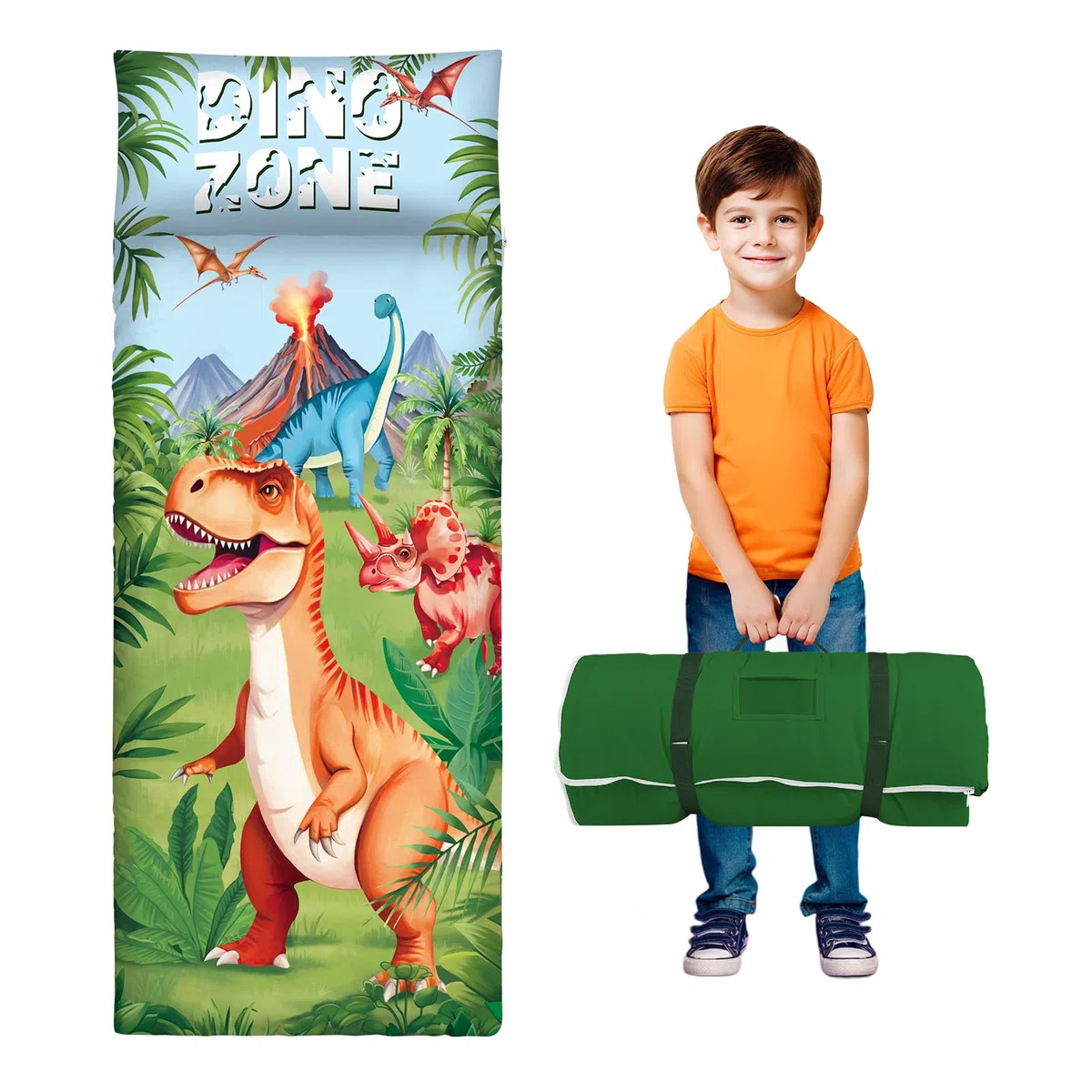 Sacco a Pelo per Bambini con Cuscino e Doppia Cerniera, 150x60 cm Nap Mat per Bambini, Ideale per Casa, Asilo, Scuola Materna e Campeggio