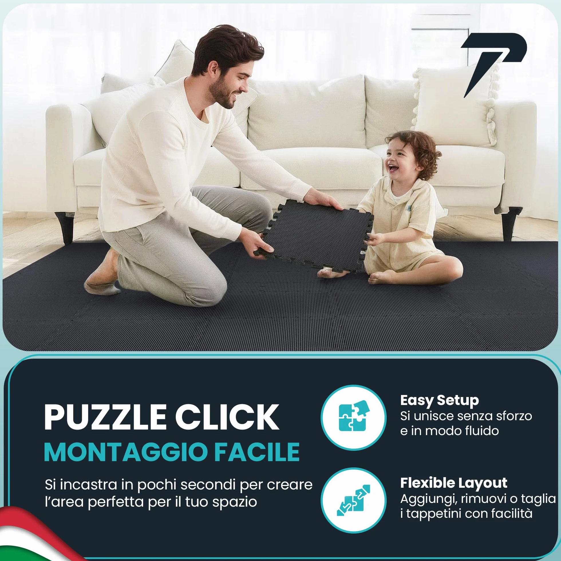 Tappeto Da Fitness A Puzzle Set Da 21 Tappetini Antiscivolo Palestra Componibile Protezione Antiurto Pavimenti