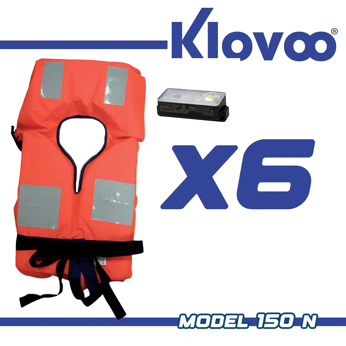 Kit Giubbotti di Salvataggio 150N, Set Completo con Luce LED SOLAS, Omologati per Navigazione Oltre 6 Miglia, per Barca e Gommone