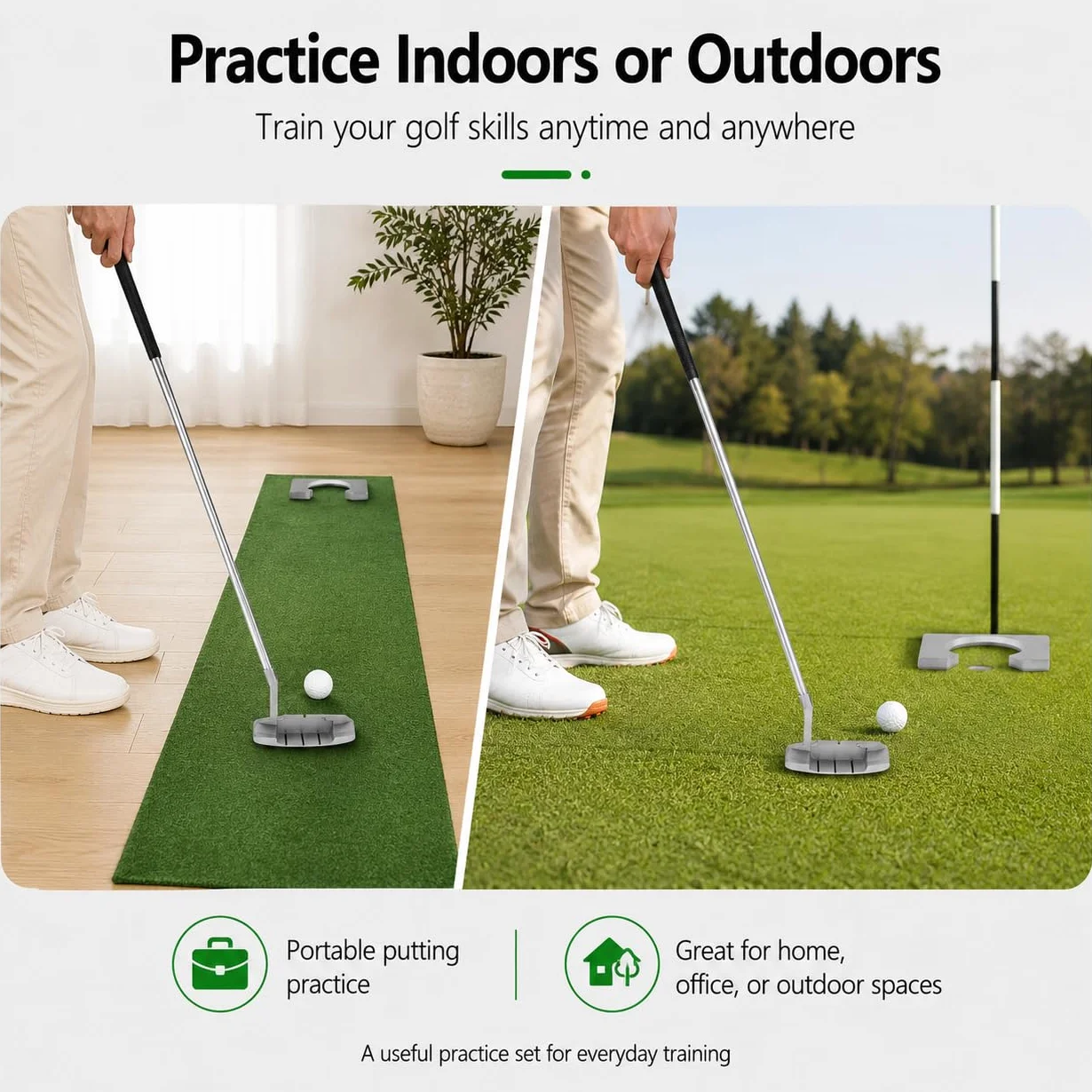 Kit Golf Putter VOBOR Portatile Lega di Zinco con 2 Palline e Borsa per Practice Indoor