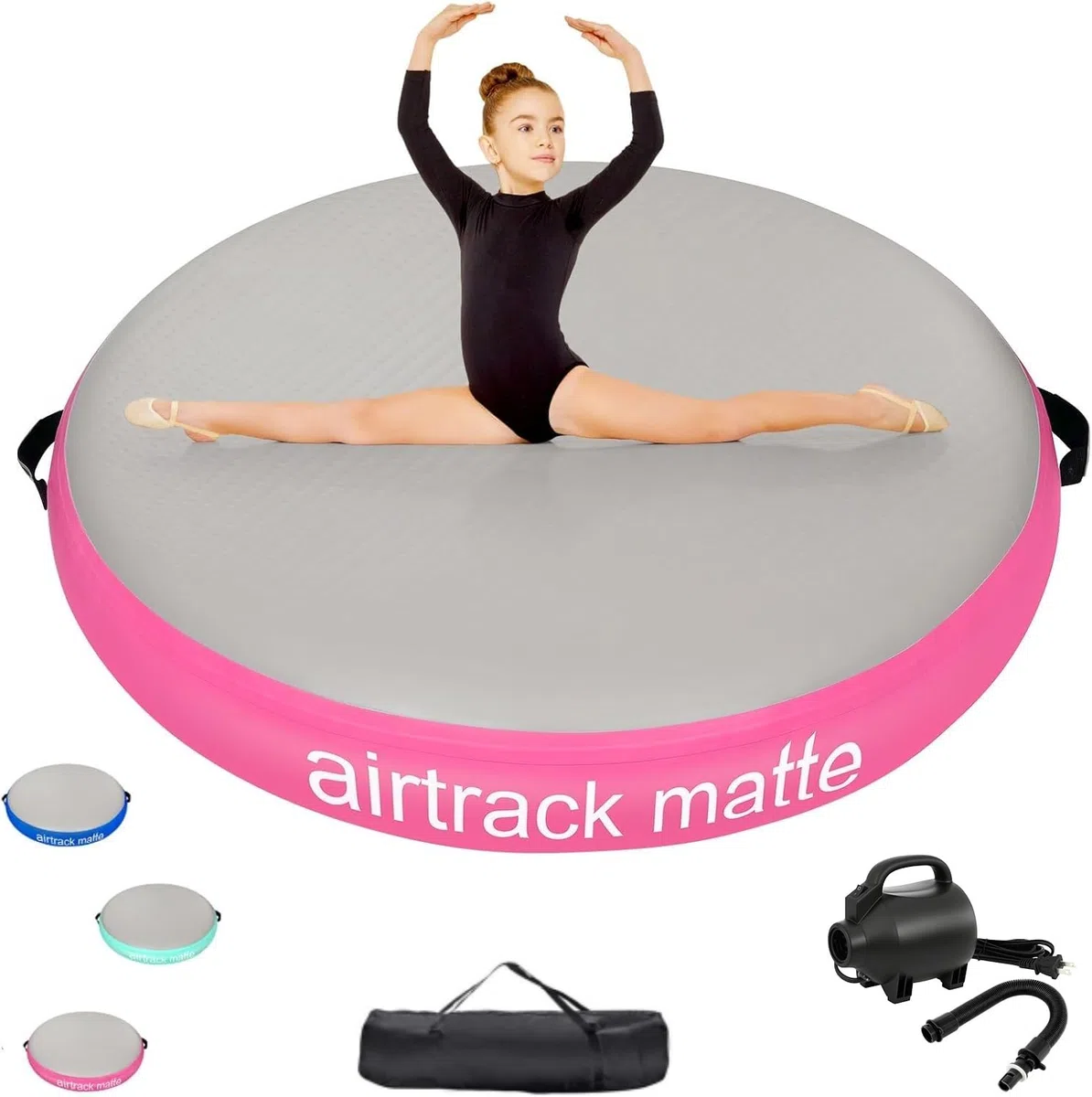Airspot ginnastica artistica rotundità，diametro 100/140CM di altezza di 20CM ginnastica Tappetino da Ginnastica Gonfiabile Artistica Materasso Yoga Taekwondo con Pompa elettrica