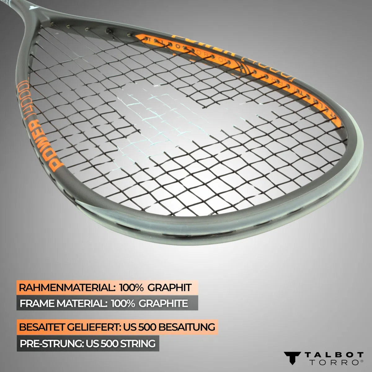 Talbot-Torro Racchetta da Squash POWER 4000 | Leggera, Aggressiva e Precisa | 100% Grafite | Incordata e Pronta all'Uso | Ideale per Giocatori Avanzati e Amatoriali