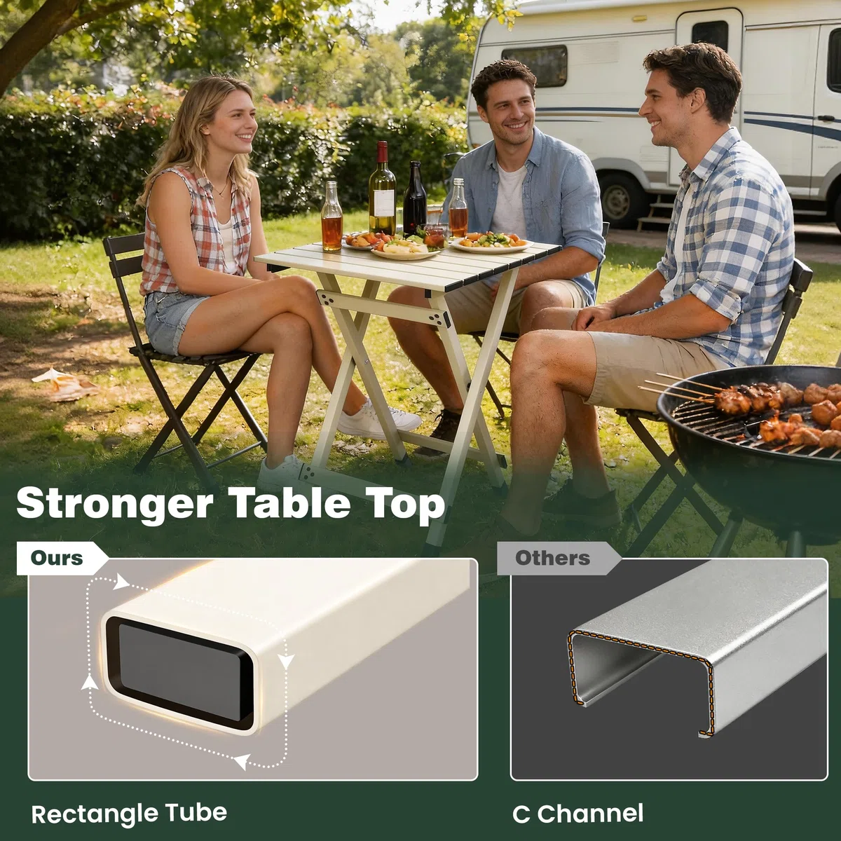 SUNNYFEEL - Tavolo da campeggio pieghevole, in alluminio, tavoli da picnic leggeri e compatti, tavolino da salotto, tavolo per snack