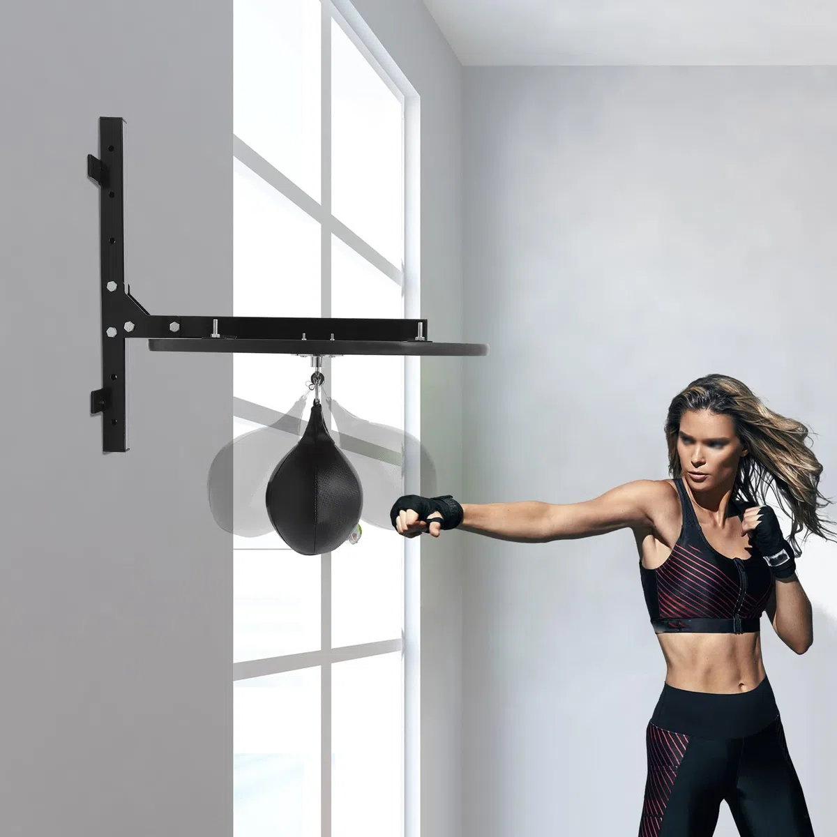Speed Bag Piattaforma per allenamento di boxe con legno in acciaio e poliuretano, 30 cm, regolabile in altezza, silenziosa, montaggio a parete, casa, palestra, palestra, boxe, palla da boxe per adulti