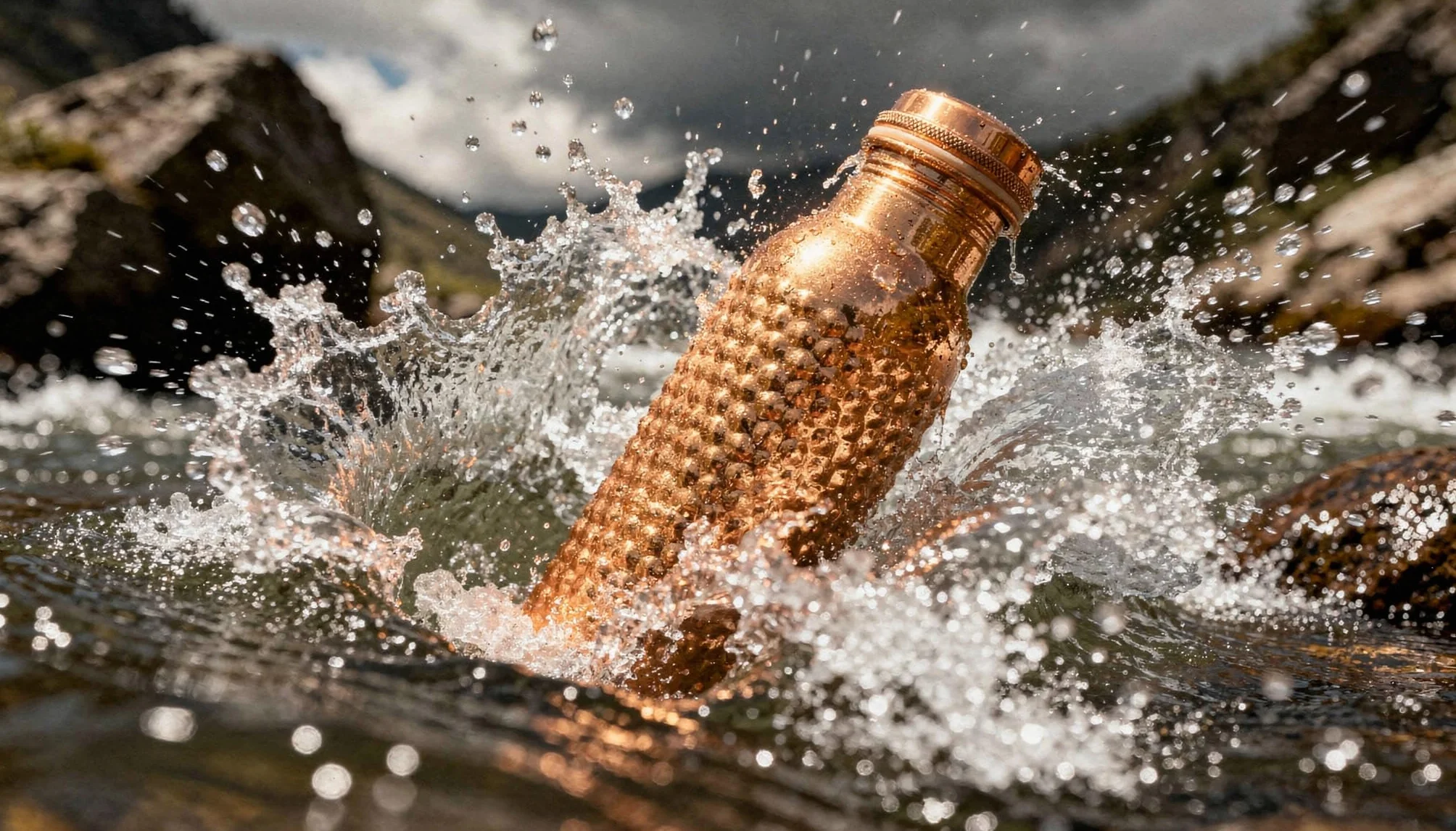 Borraccia in rame da 34 once con borsa in iuta, bottiglia in rame puro per acqua potabile, palestra, yoga, 1000 ml