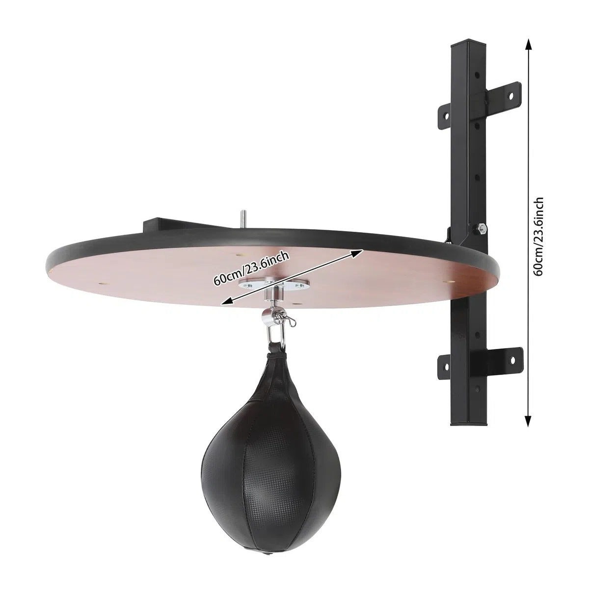 Speed Bag Piattaforma per allenamento di boxe con legno in acciaio e poliuretano, 30 cm, regolabile in altezza, silenziosa, montaggio a parete, casa, palestra, palestra, boxe, palla da boxe per adulti