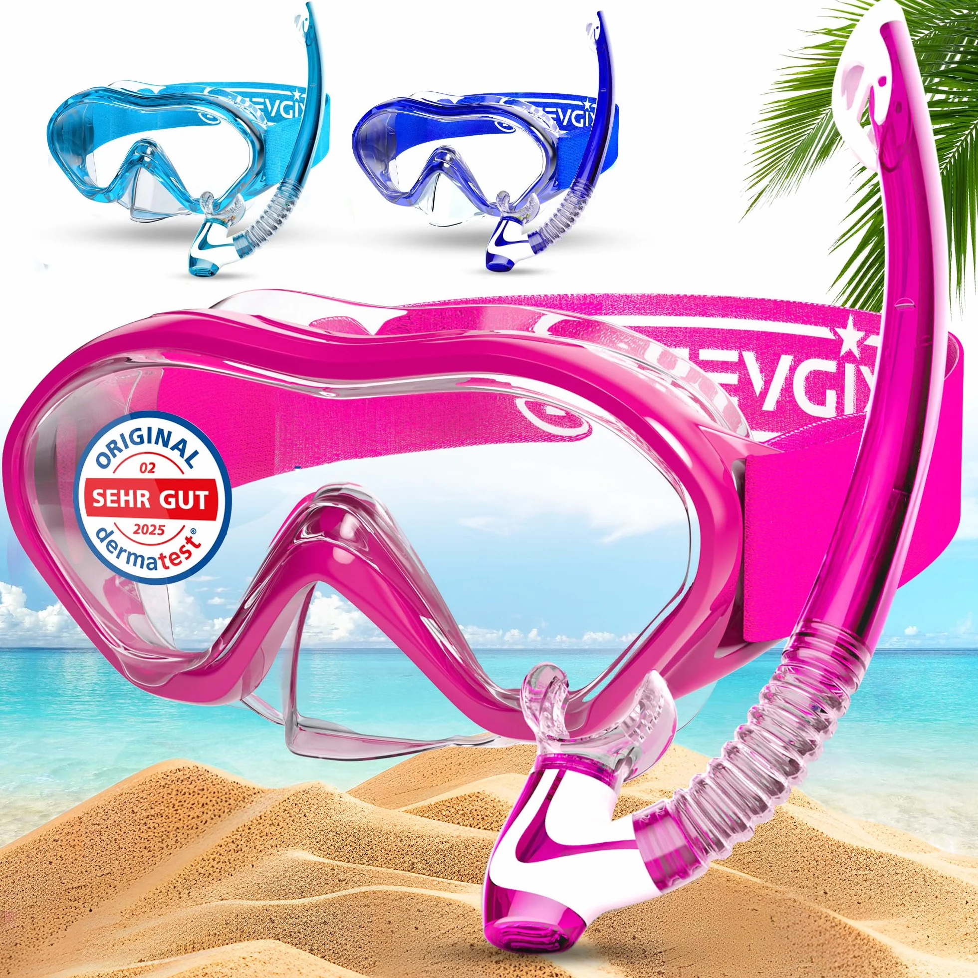 KIDVERSE Maschera Subacquea Snorkeling per Bambini con Boccaglio e Cinturino Regolabile