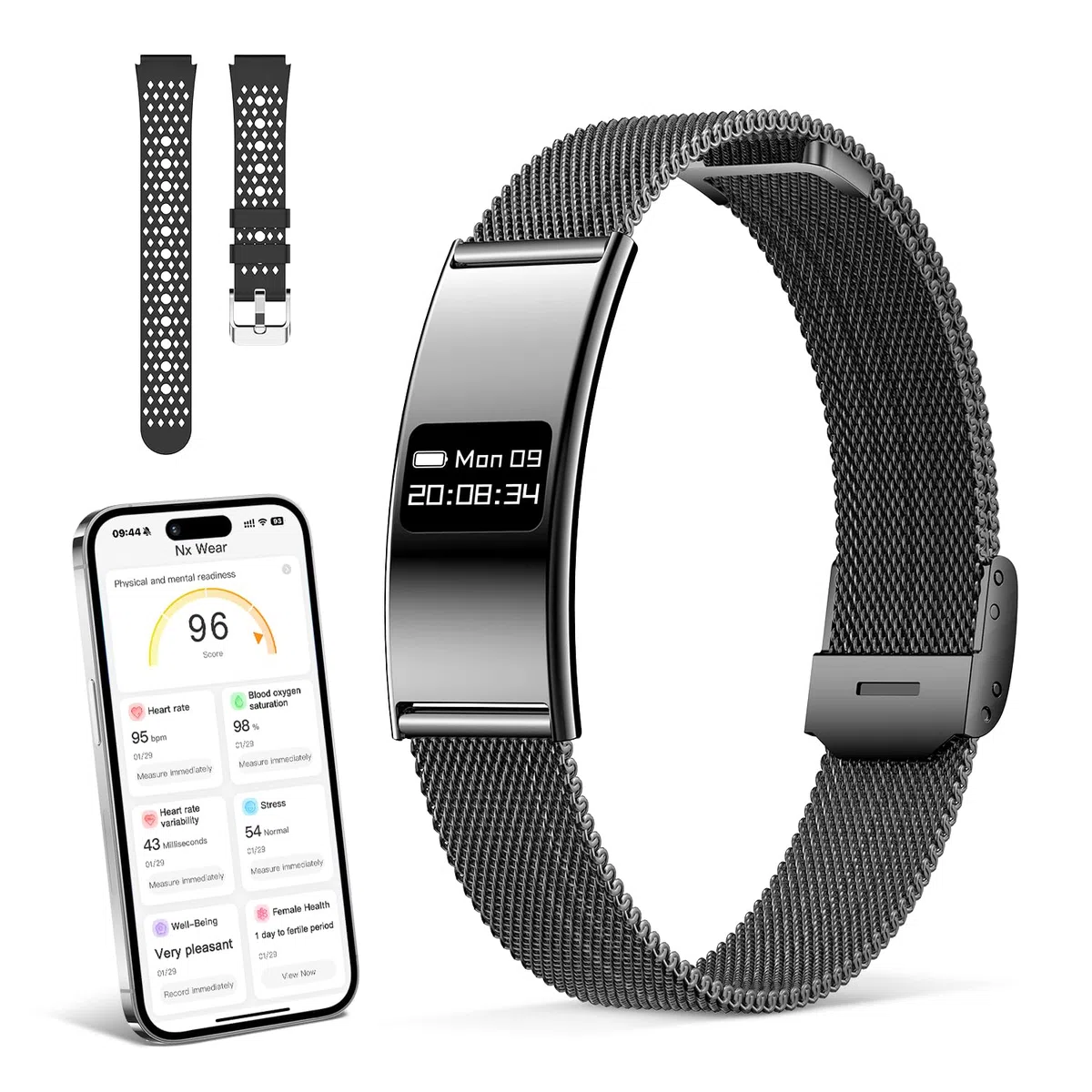 Fitness Tracker Smart Band Donna Uomo, Braccialetto Fitness Smartband con Contapassi, Cardiofrequenzimetro, SpO2, Monitoraggio del Sonno, Modalità Sport Multiple, IPX8, Bluetooth Android iOS