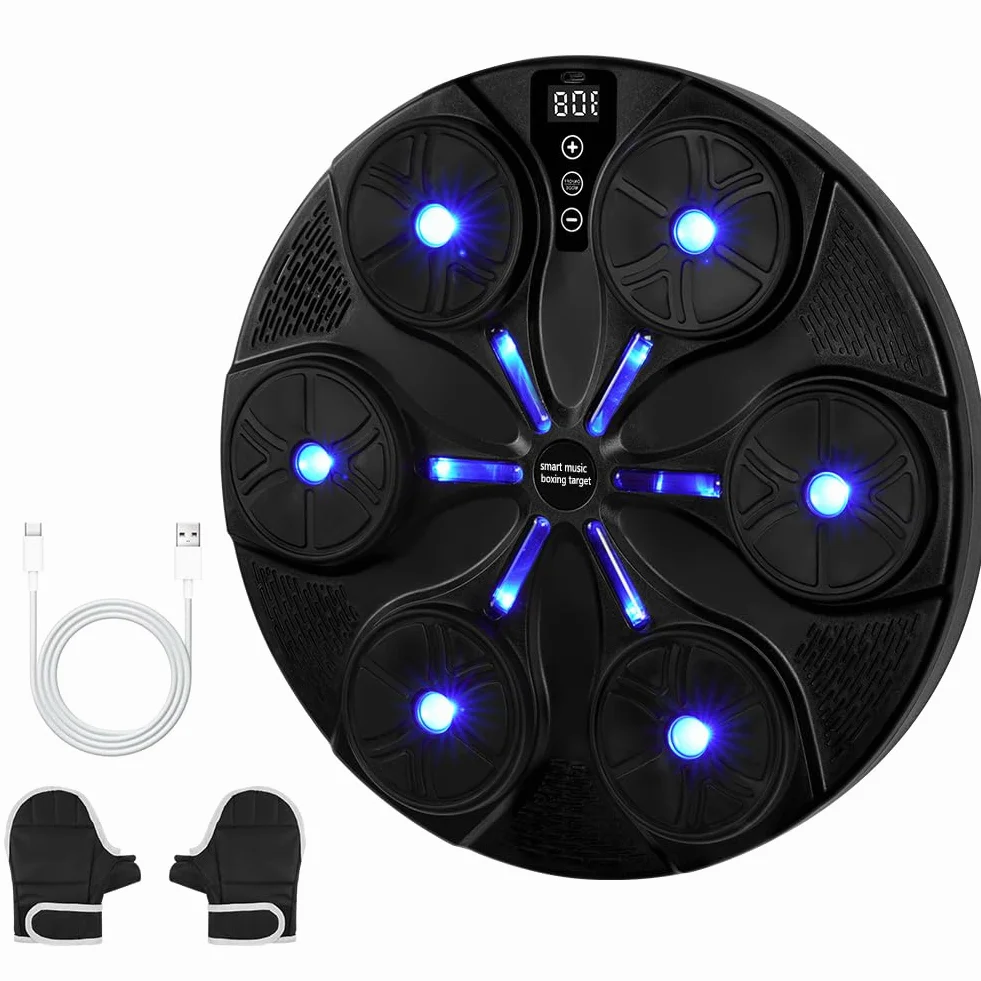 HOTUT Macchina da Boxe Musicale, Music Boxing Machine Adulti Intelligente con Bluetooth e Guanti da Boxe, 8 modalità di velocità Macchina da Box Musical Pugile, per Bambini e Adulti per Casa Interni