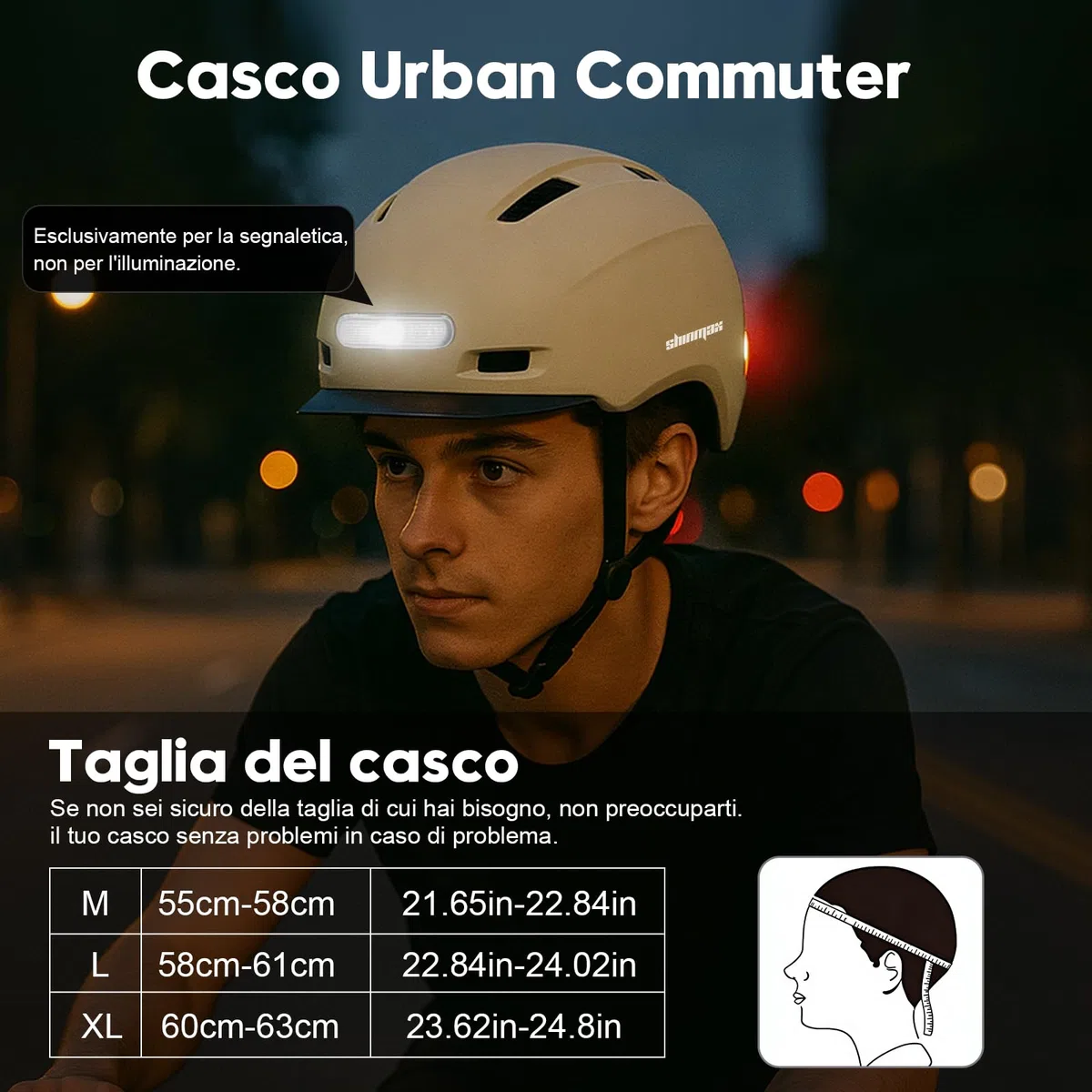 Shinmax Casco Bici Uomo e Donna,5 modalità di Luce e Visiera,USB ricaricabile,Casco Caschetto Bici Uomo per Pendolari Urbani