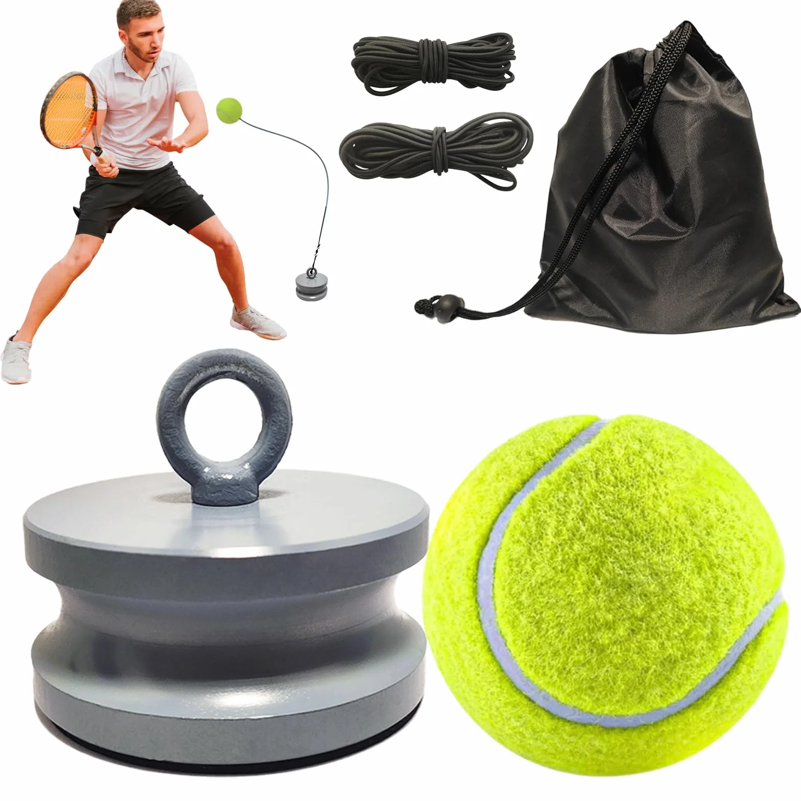 Allenatore di Tennis con Base Metallica 1,2 kg per Gioco e Allenamento all'Aperto