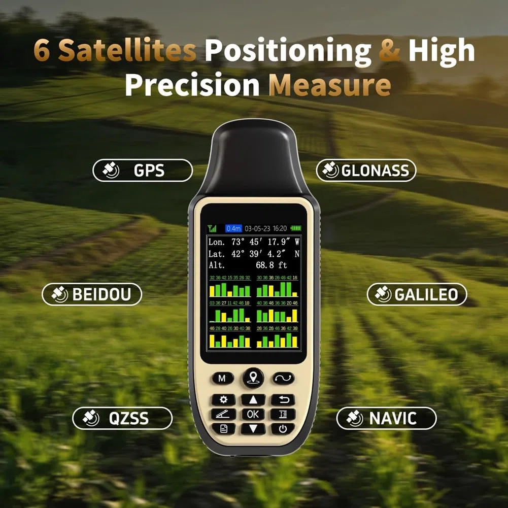 GPS Portatile per Misuratori di Terreno con 6 Satelliti per Rilevamenti, per Area del Terreno, Distanza, Pendenza, Attrezzatura per Misurazione di Terreni Agricoli.