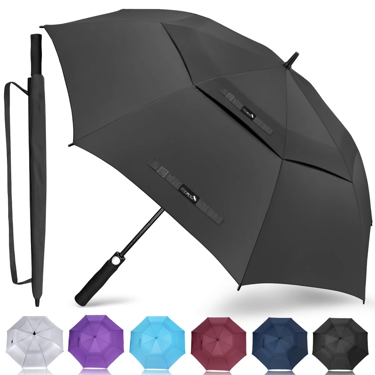 ZOMAKE Ombrelli da Pioggia XXL/XL/L/M - 110/100/94/90CM Ombrello da Golf Antivento Automatico - Ombrello Gigante da Pioggia per Uomo E Donna con Design a Doppia Calotta