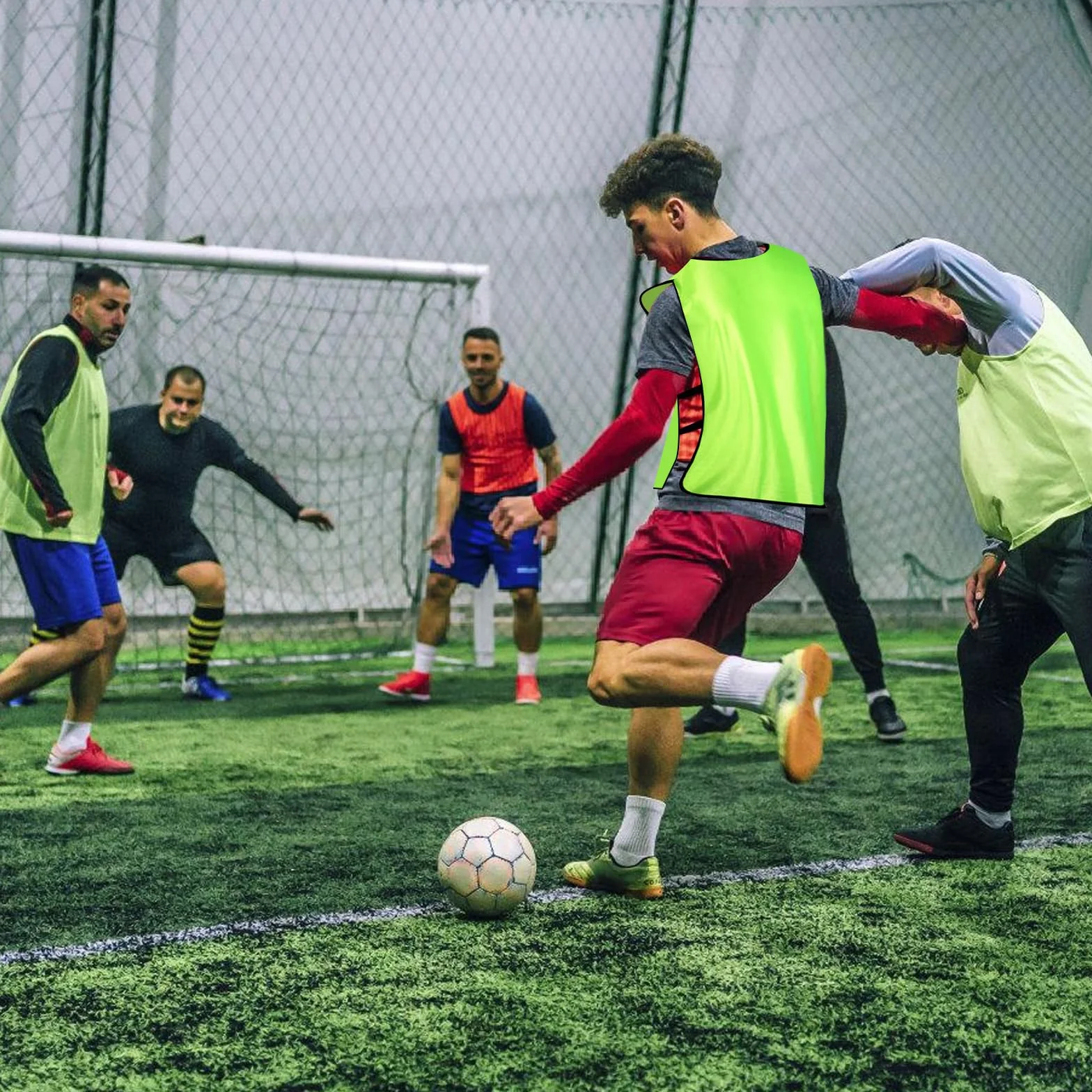 PORFOYO Calcio Pettorine Riutilizzabili 12 Pezzi Gilet Da Allenamento Verde