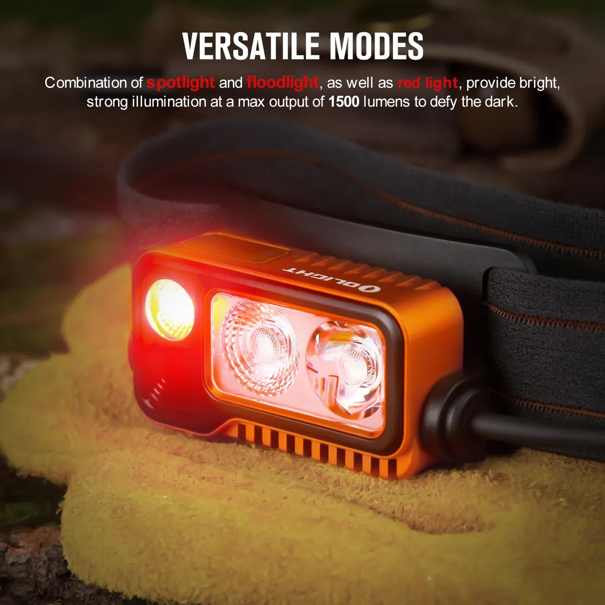 OLIGHT ARRAY2 PRO Faro Prestazioni Alte con Funzione Sensore di Movimento della Mano 1500 Lumen Lampada da Testa Torcia Frontale LED per Corsa Notturna Campeggiosterna (Arancione)