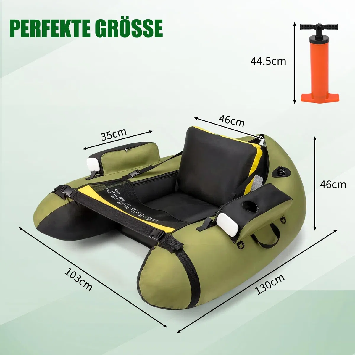 LEADZM Gommone gonfiabile, barca da pesca con pompa, barca da pesca con supporto per canna da pesca, cinghie regolabili, borsa portaoggetti, portata 150 kg