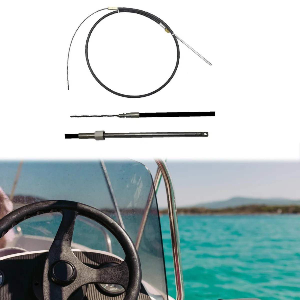 Cavo dello sterzo Aqmm5813 Cavo dello sterzo per barche in acciaio inossidabile tipo M58 per fino a 55 applicabile agli accessori per T67, 8FT
