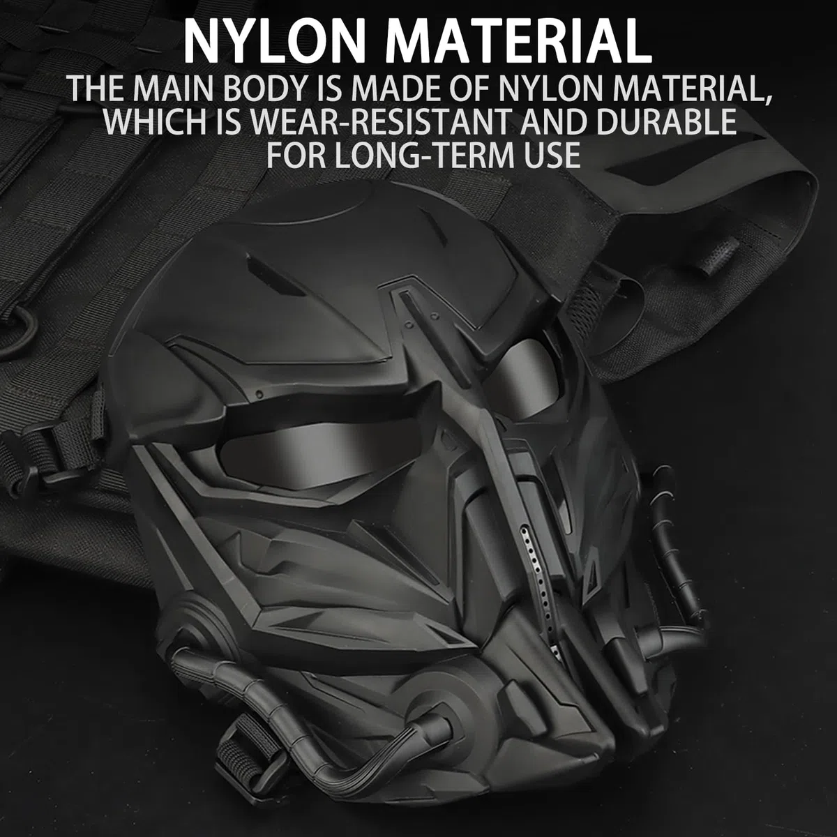 Maschera Airsoft Maschera integrale Alien Cosplay con occhiali per Halloween Cosplay Movie Props Paintball CS Gioco