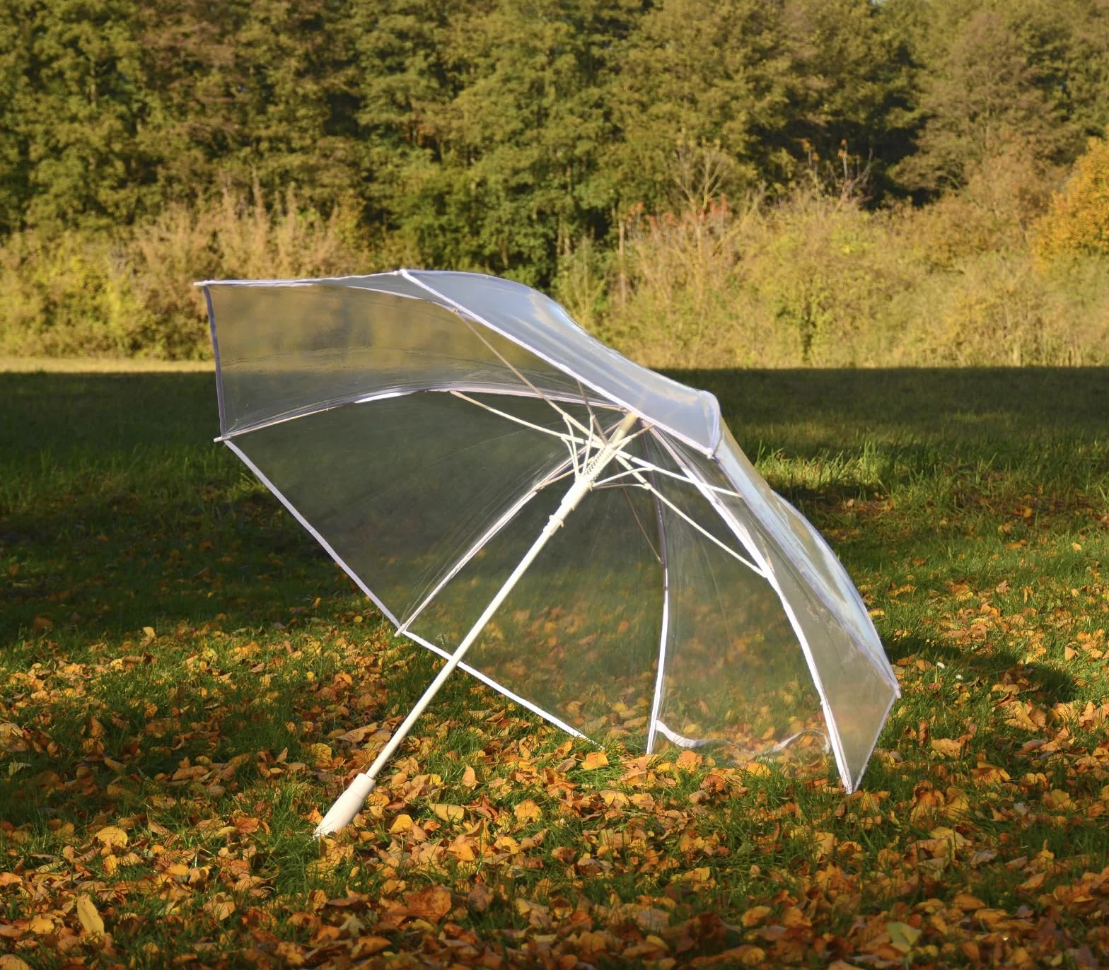 iX-brella Ombrello XXL in fibra di vetro da golf automatico nero, Bianco/Trasparente, 135 cm