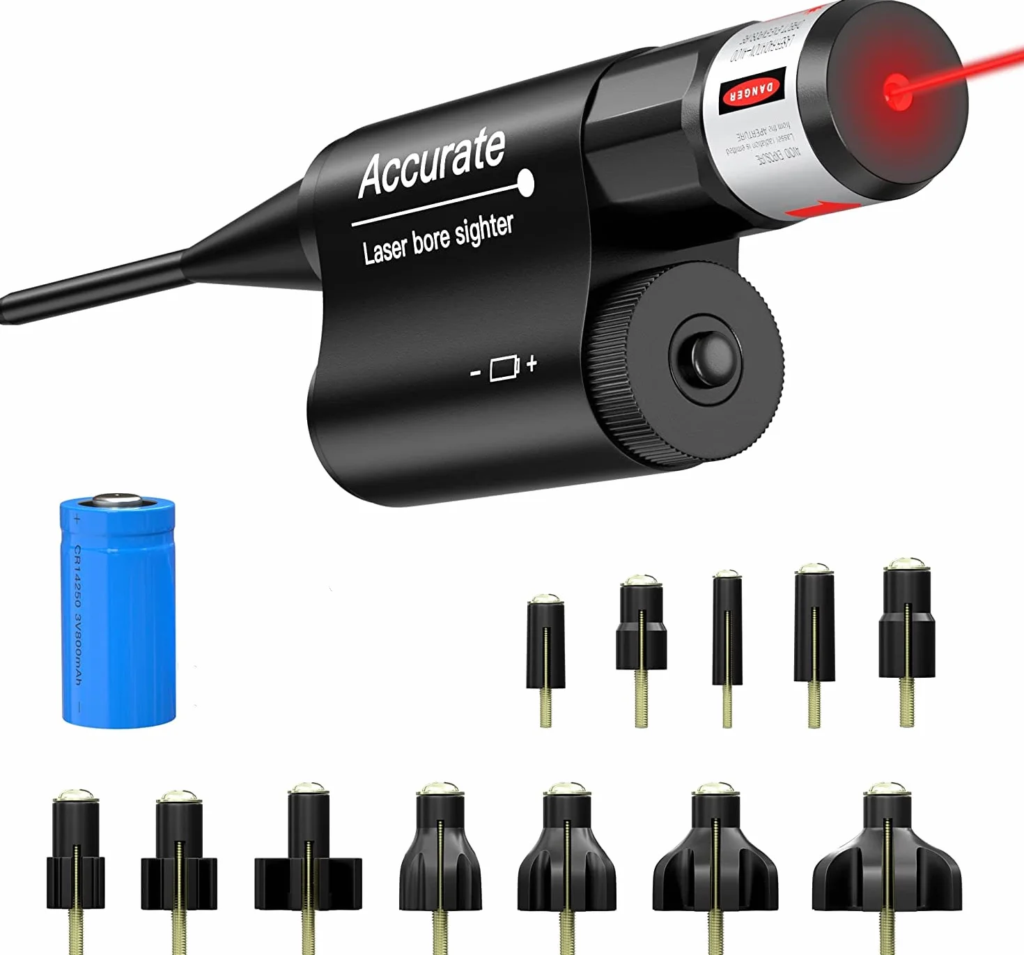 KinZon Mirino con foro Laser Bore Sighter per calibro da 0.17 a 0.78 (12GA) kit di mirino con foro Rosso per Occhiali da mira Armi da Pugno Airsoft