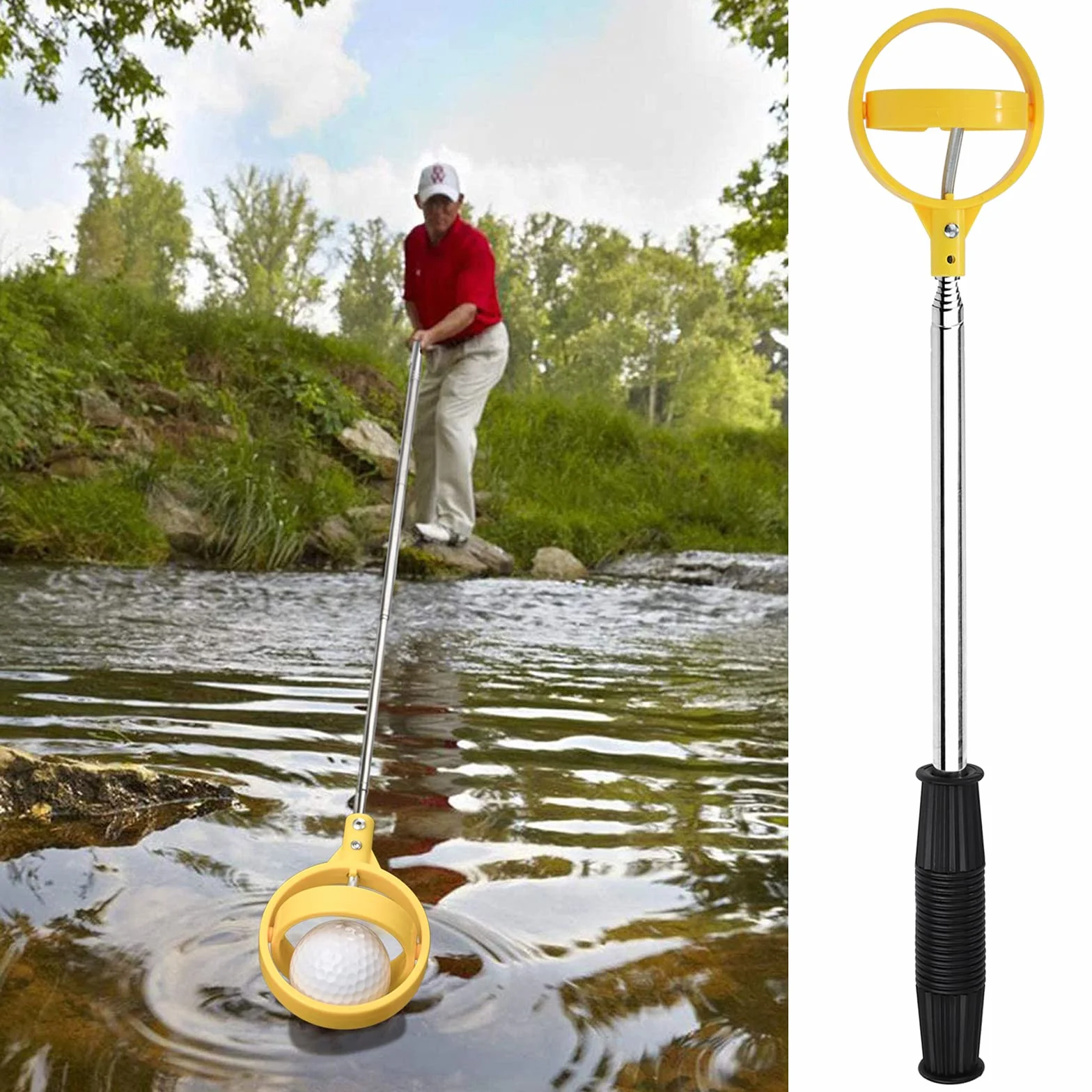 Retriever per Palline da Golf Telescopico Acciaio Inossidabile Portatile