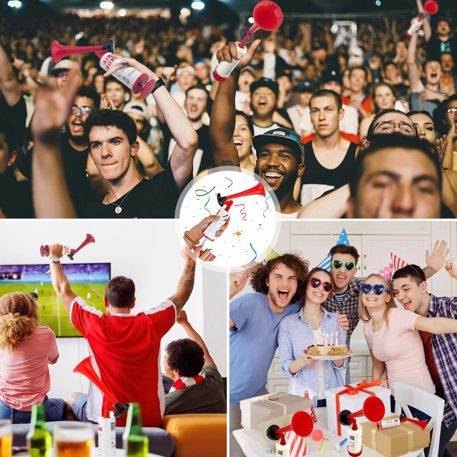 Tromba da stadio Air Horn estremamente forte con 2 braccialetti in silicone