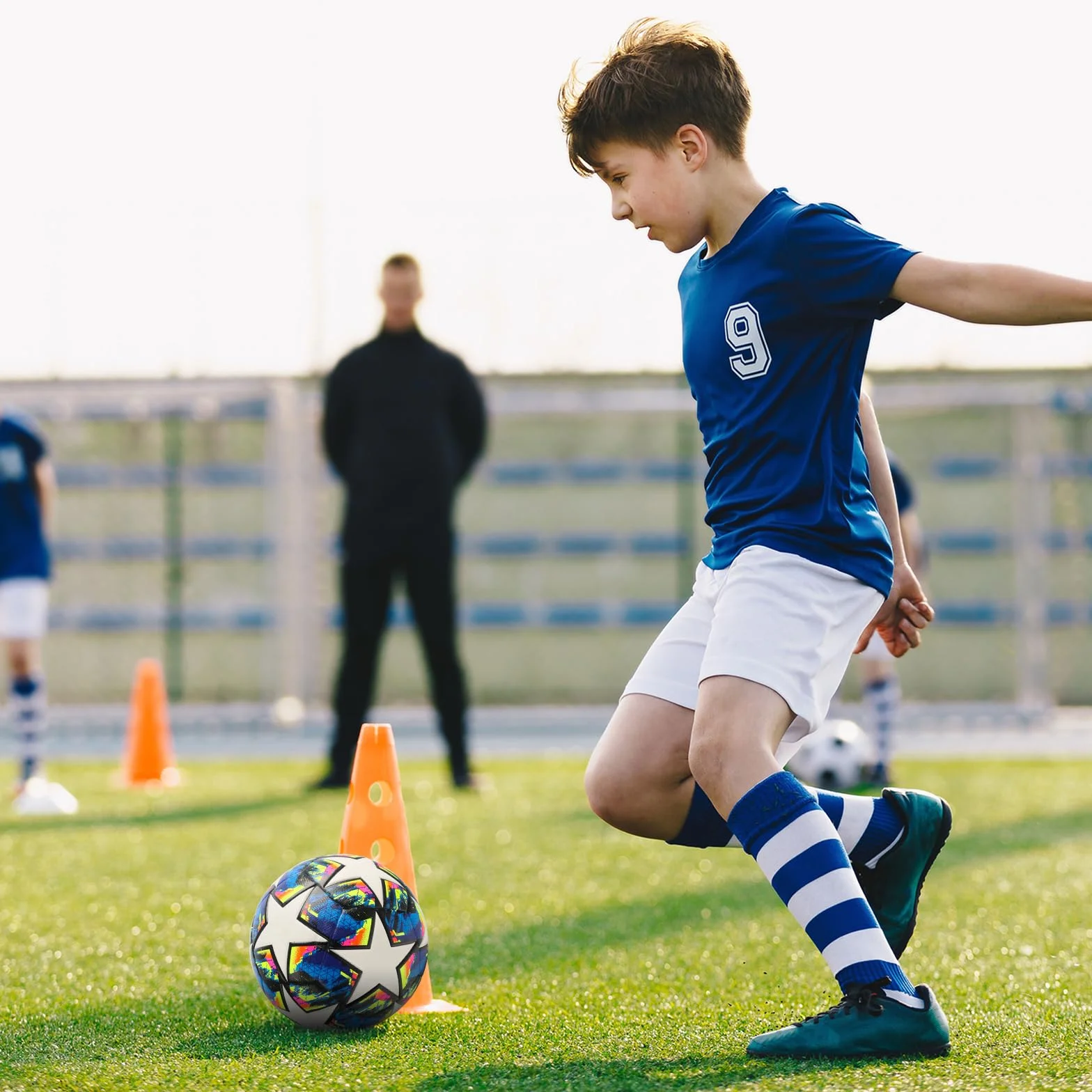 Pallone Da Calcio Champions Taglia 5 con Pompa per Bambini e Adulti