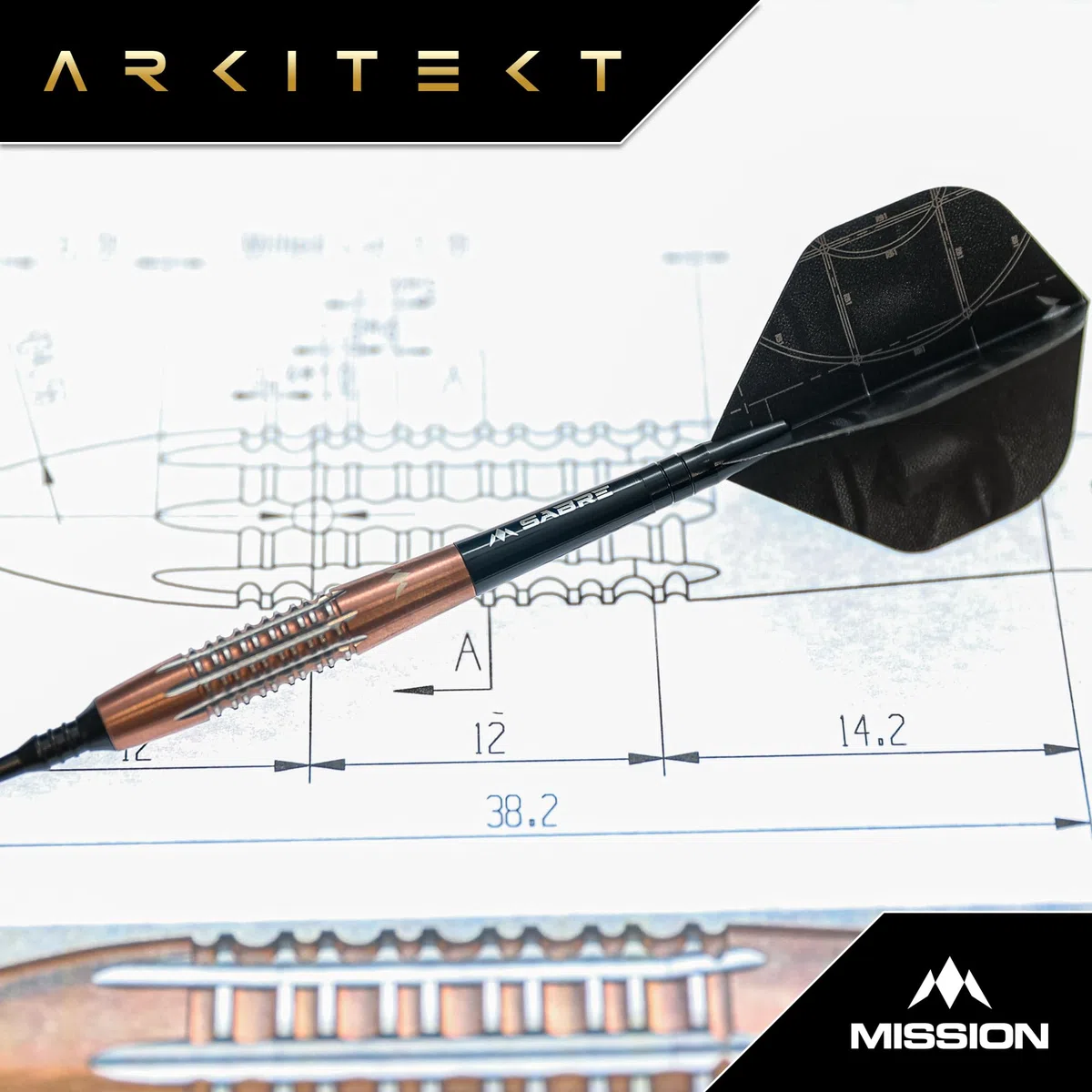 Mission Darts | Arkitekt | Freccette a punta morbida | 90% tungsteno | bronzo silice PVD | 19 g