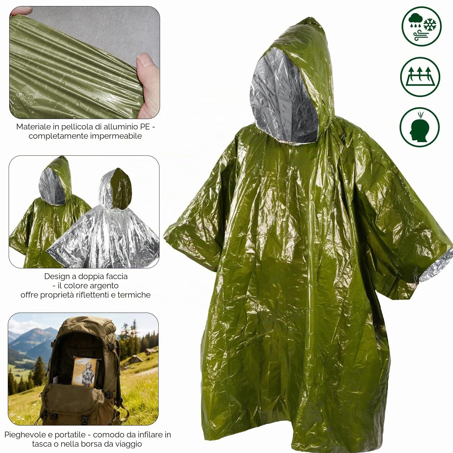 EASTSTORM Robusta Coperta Termica Emergenza Riutilizzabile 150x210 cm Impermeabile Telo Campeggio