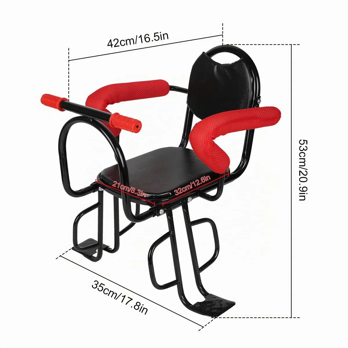 MENAYODA Seggiolino Posteriore per Biciclette per Bambini, Sedile Posteriore per Bambini, seggiolino per Bicicletta da Esterni, con braccioli Antiscivolo, Cuscino per Pedali