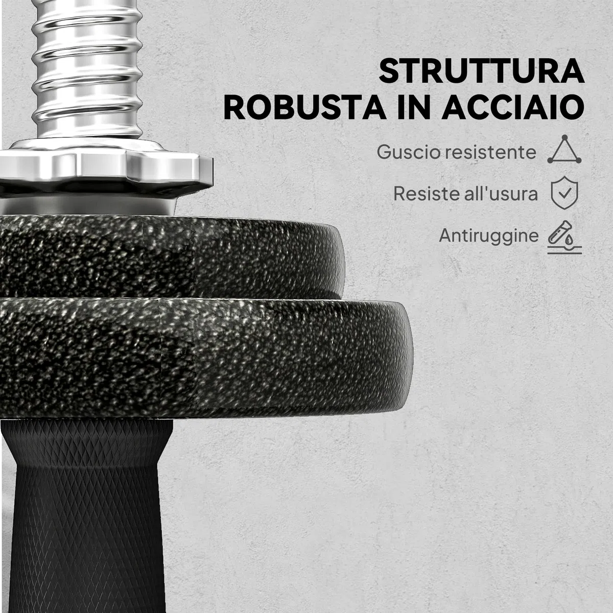 SPORTNOW Set di Manubri 2 in 1 da 20kg Regolabile con Impugnature Antiscivolo, Set Pesi e Bilanciere per Allenamento a Casa con 8 Dischi Pesi, Barra Bilanciere e 2 Barre per Manubri in Acciaio