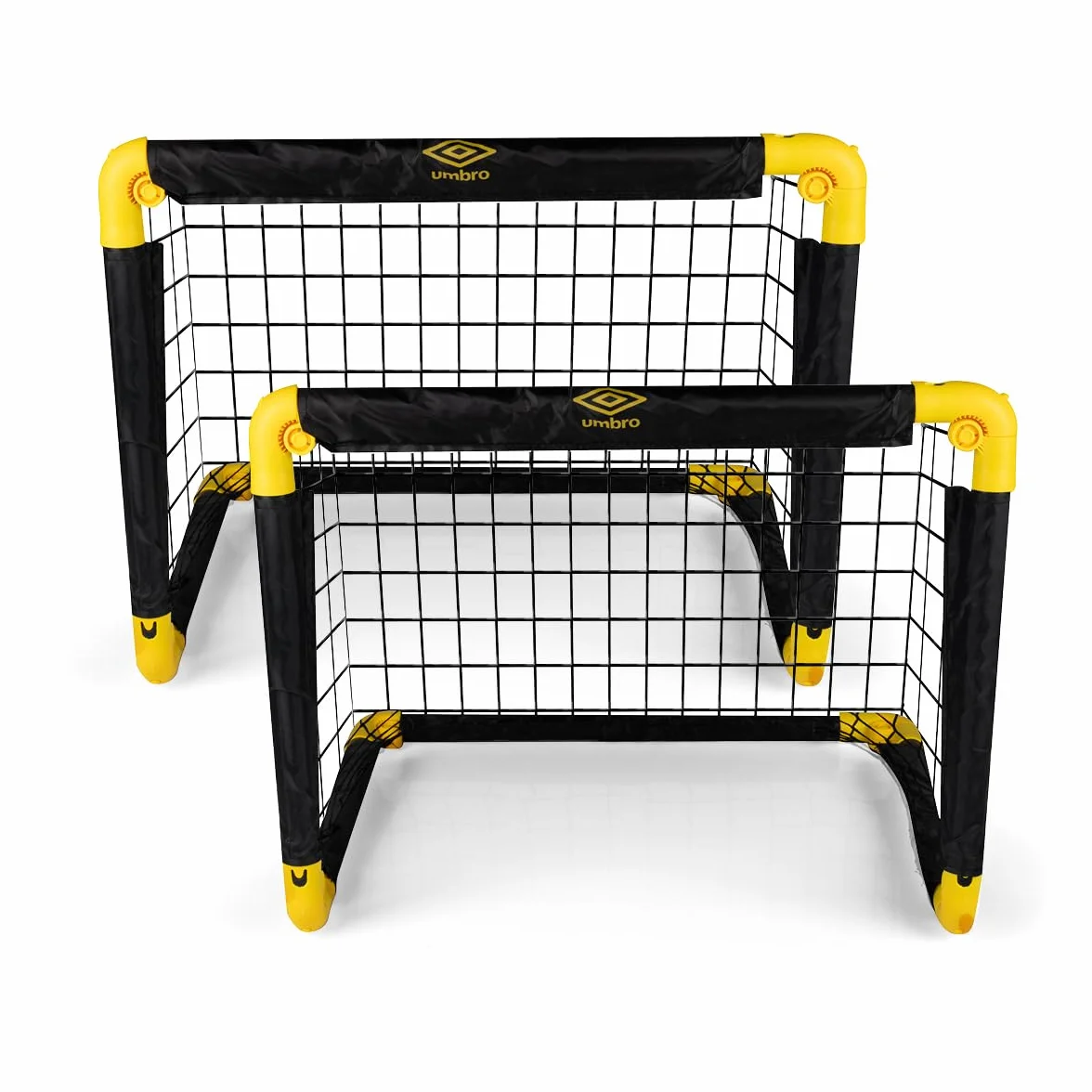 Umbro Porta da calcio per giardino, bambini e adulti, cancelli da calcio per interni ed esterni, 50 x 44 x 44 cm, nero/giallo