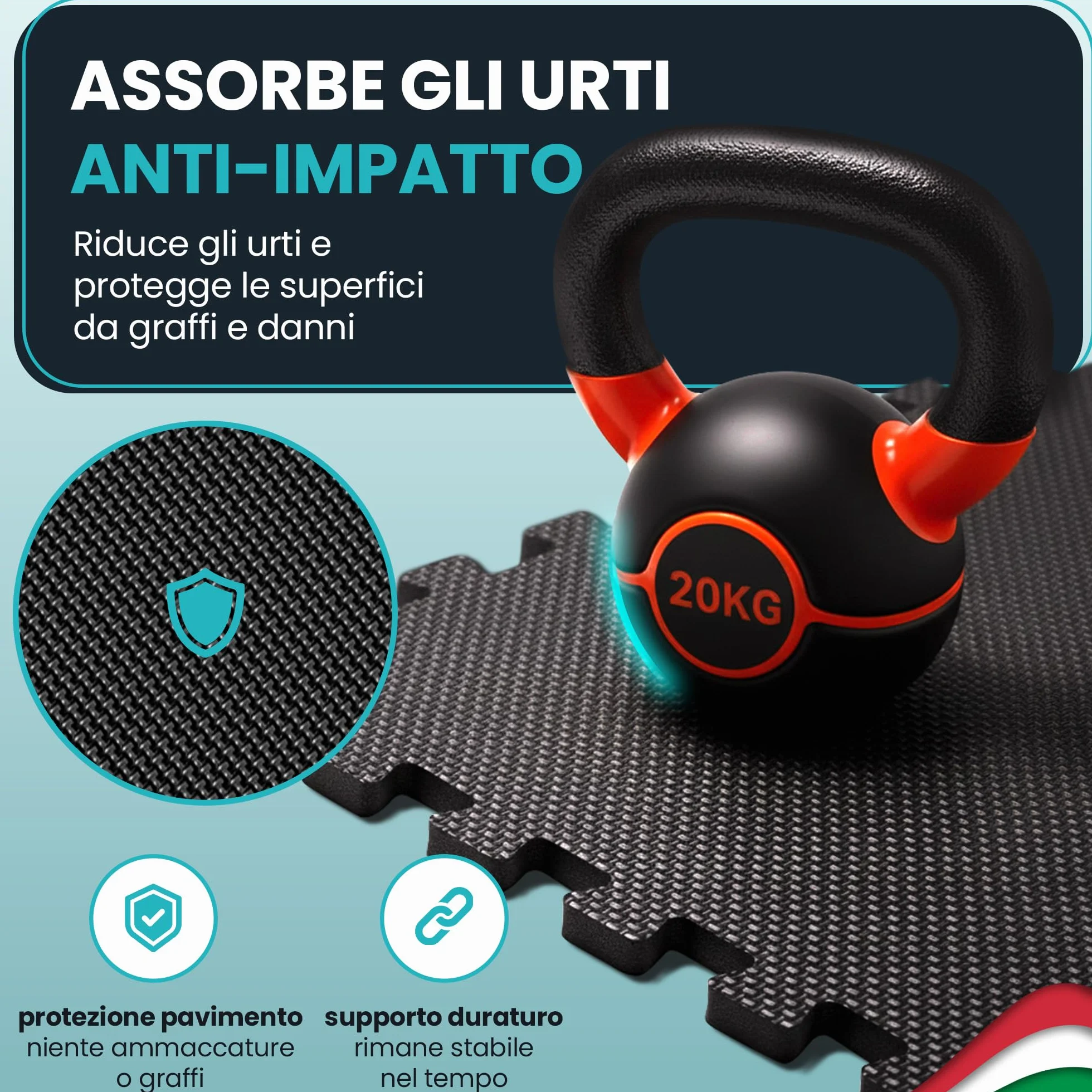 Tappeto Da Fitness A Puzzle Set Da 21 Tappetini Antiscivolo Palestra Componibile Protezione Antiurto Pavimenti
